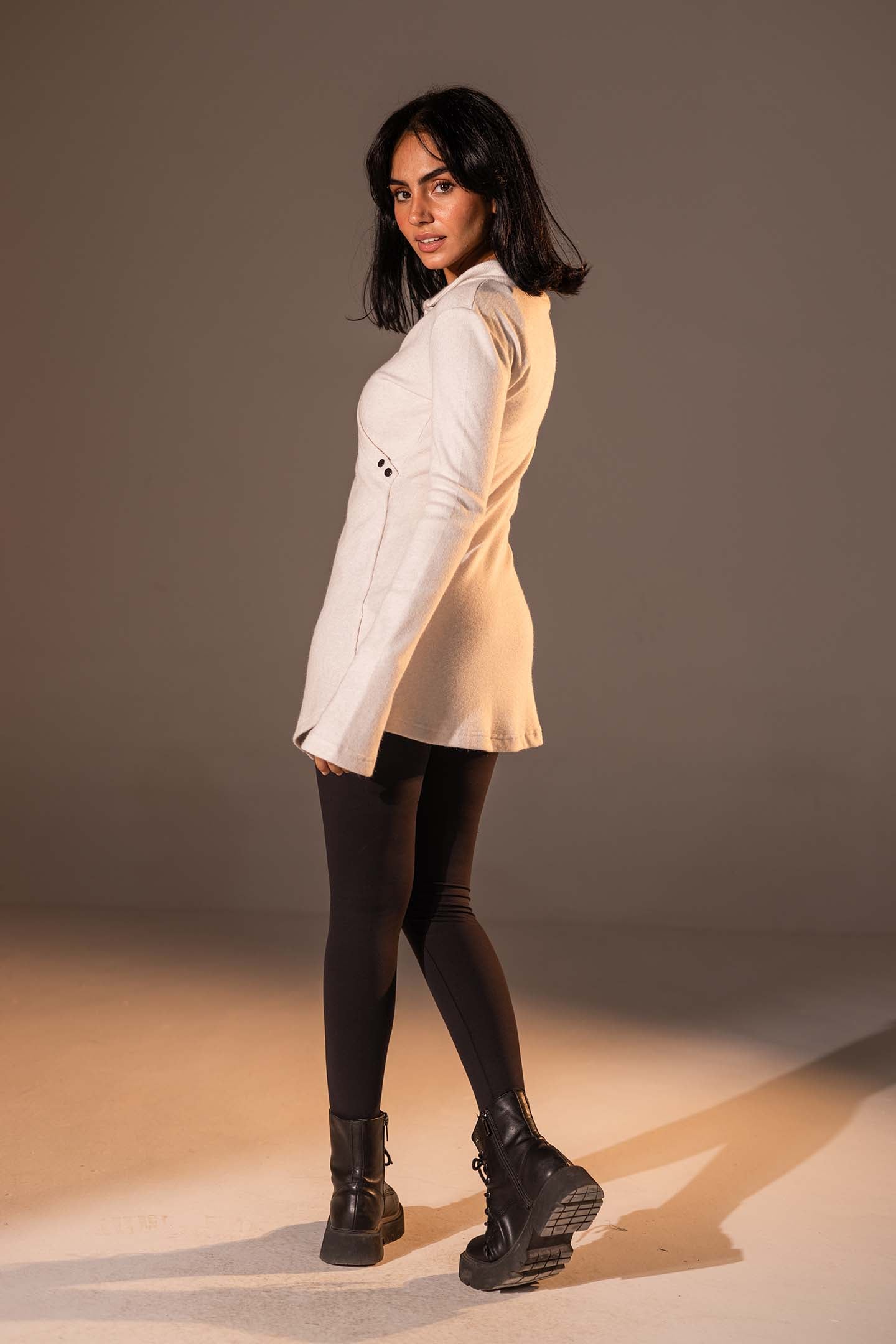 Off White Wrap-Style Knit Top