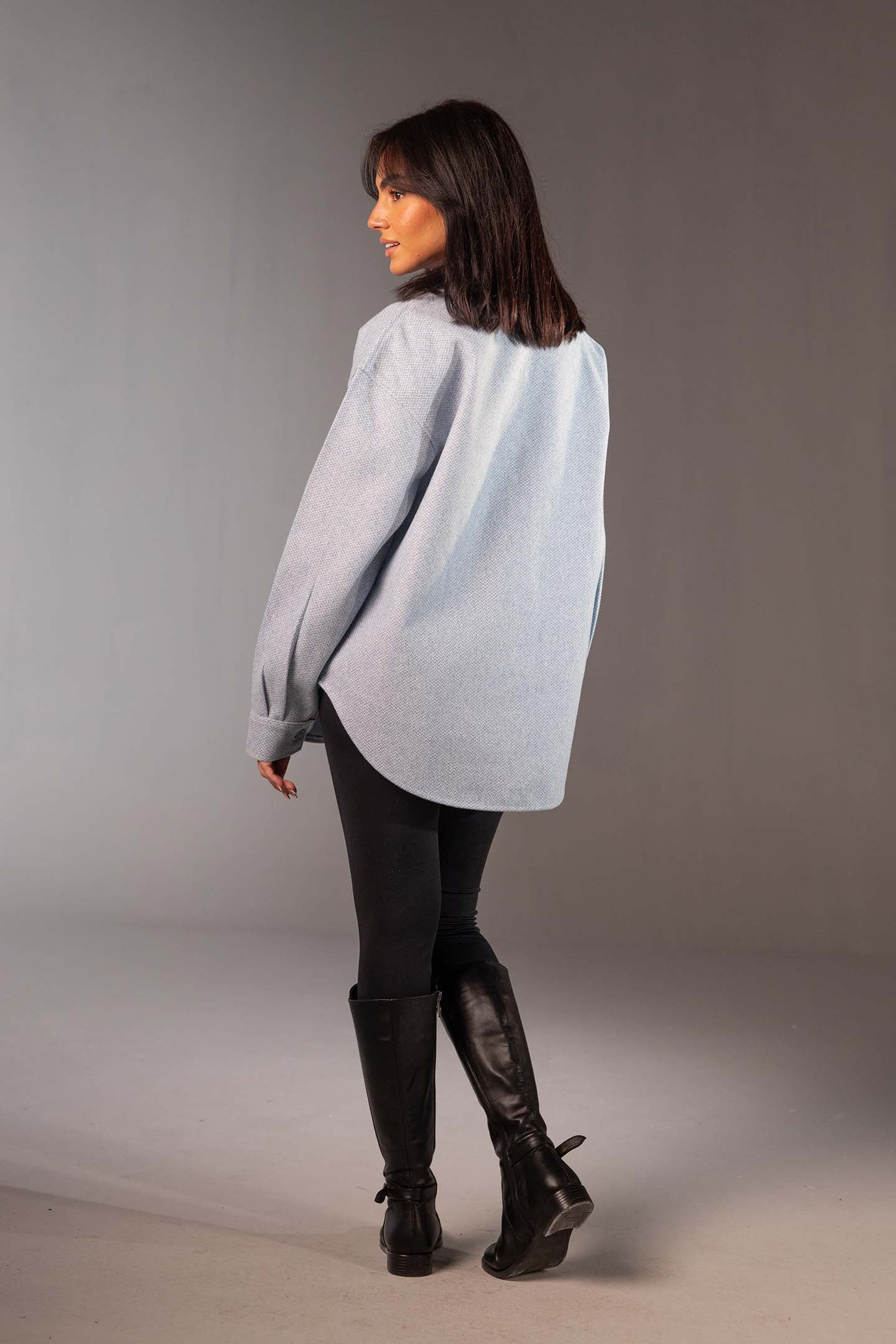 Blue Comfort Fit Wool Shirt