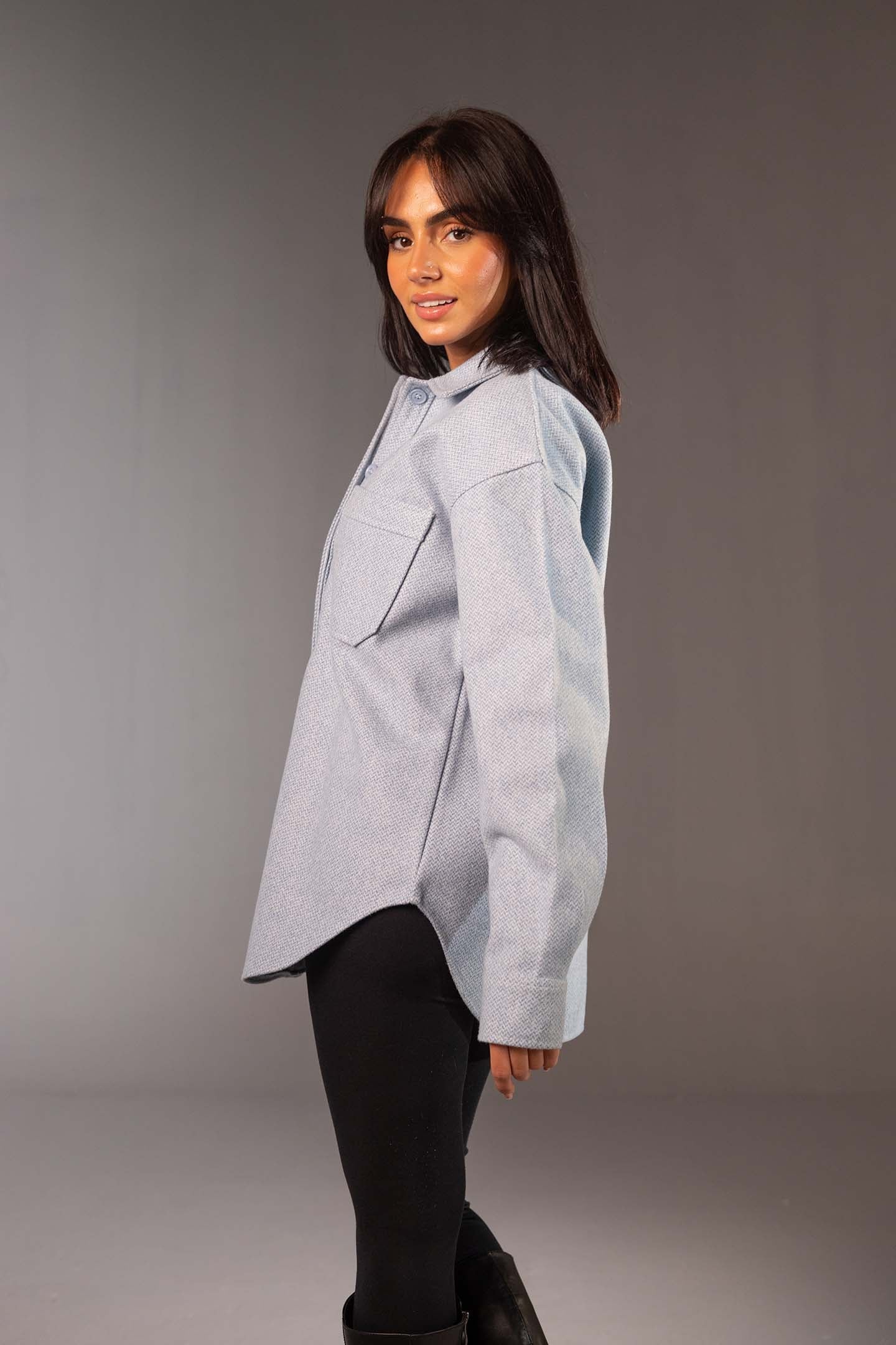 Blue Comfort Fit Wool Shirt