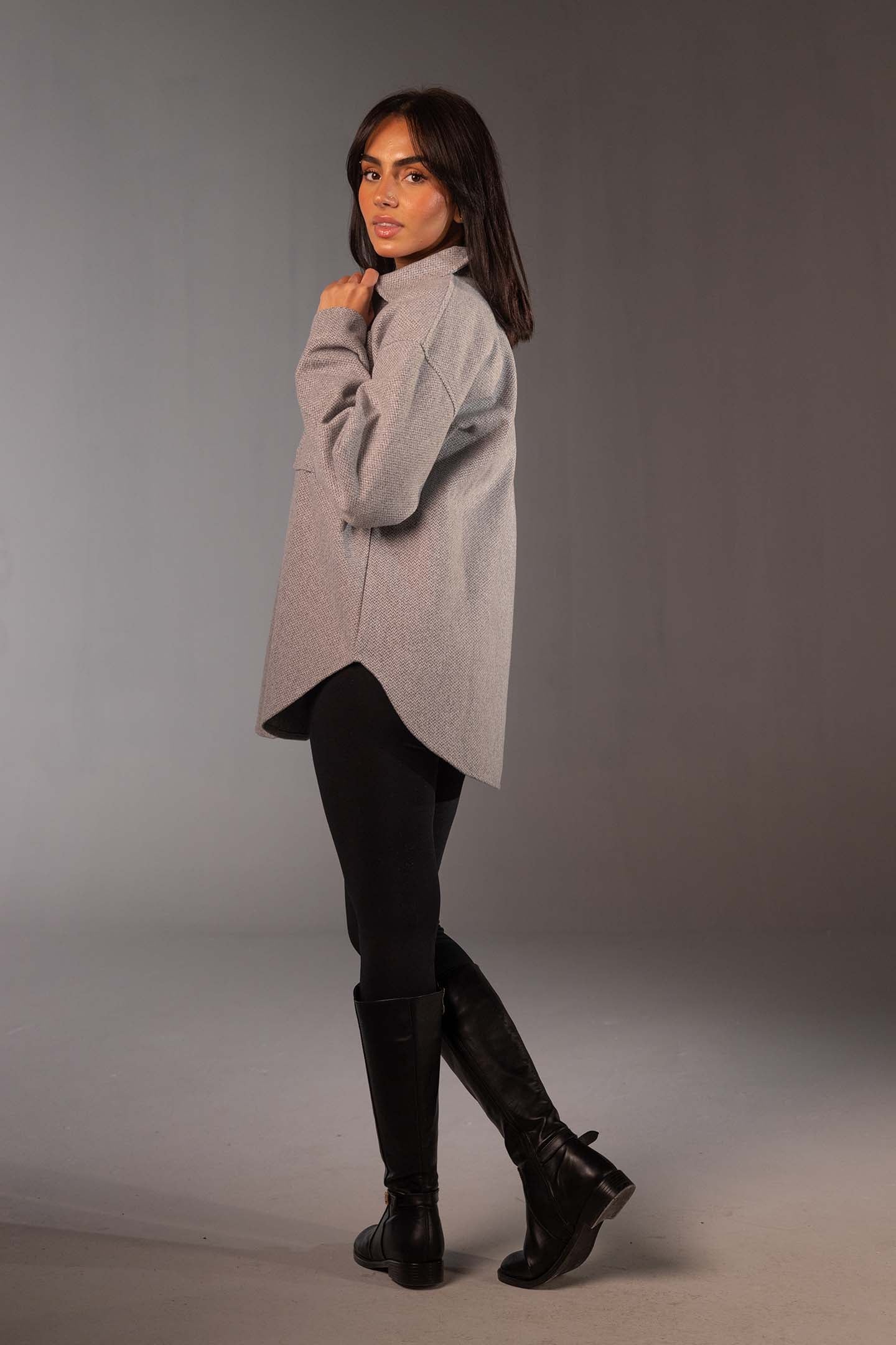 Grey Comfort Fit Wool Shirt