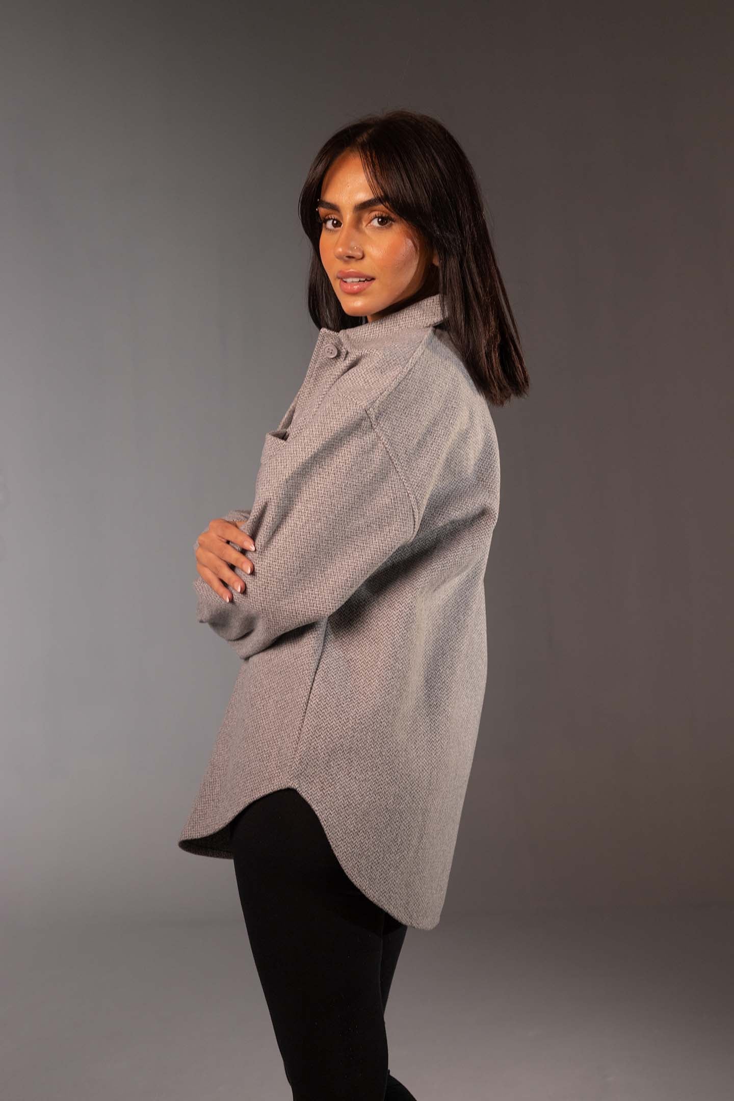 Grey Comfort Fit Wool Shirt