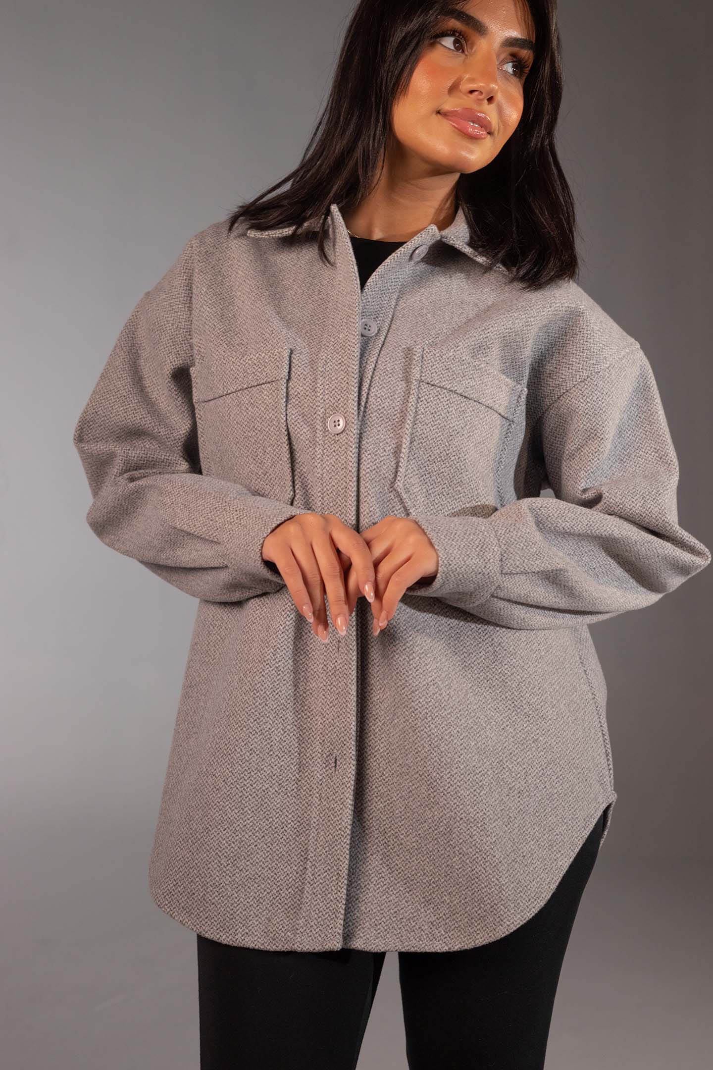 Grey Comfort Fit Wool Shirt