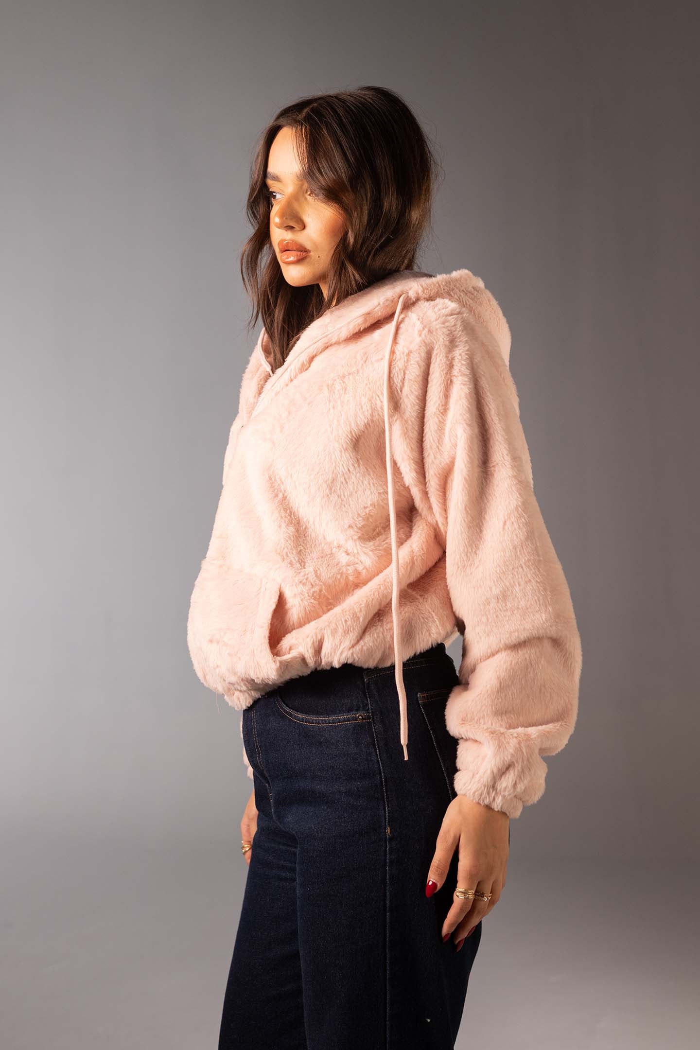 جاكيت فرو تيدي ناعم بسوستة – لون روز