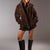 Brown Soft Textured Faux Fur Mid Coat