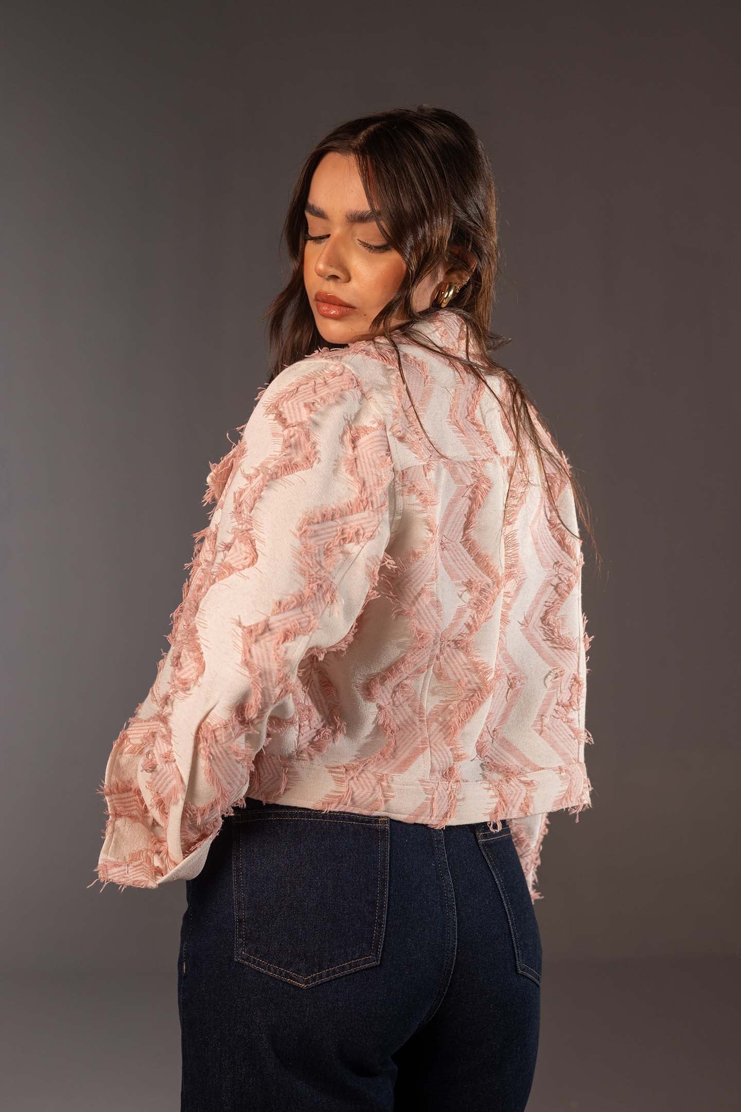 Rose Jacquard Cropped Shirt