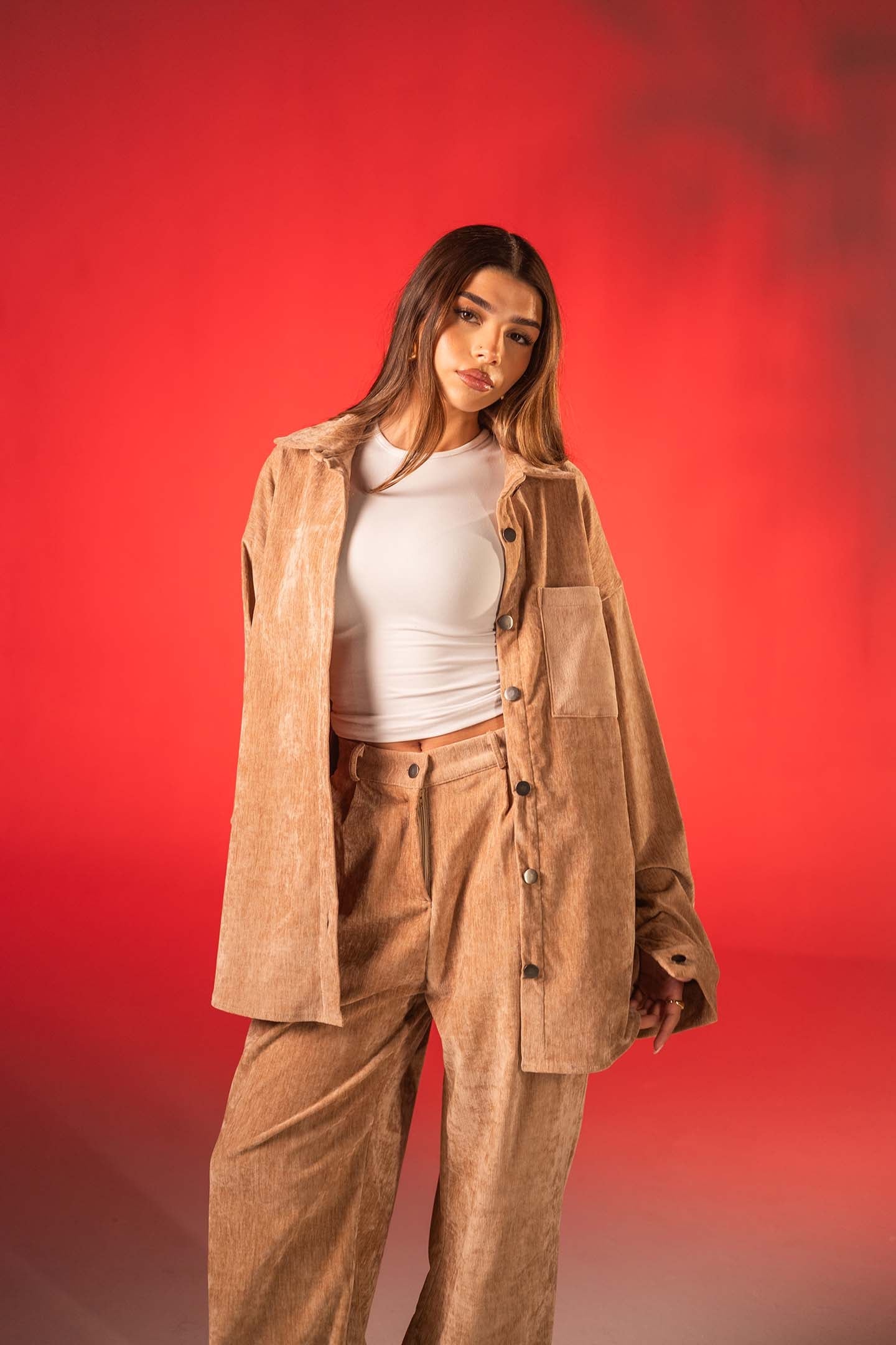 قميص لاونج مخمل كاميل أوفر سايز