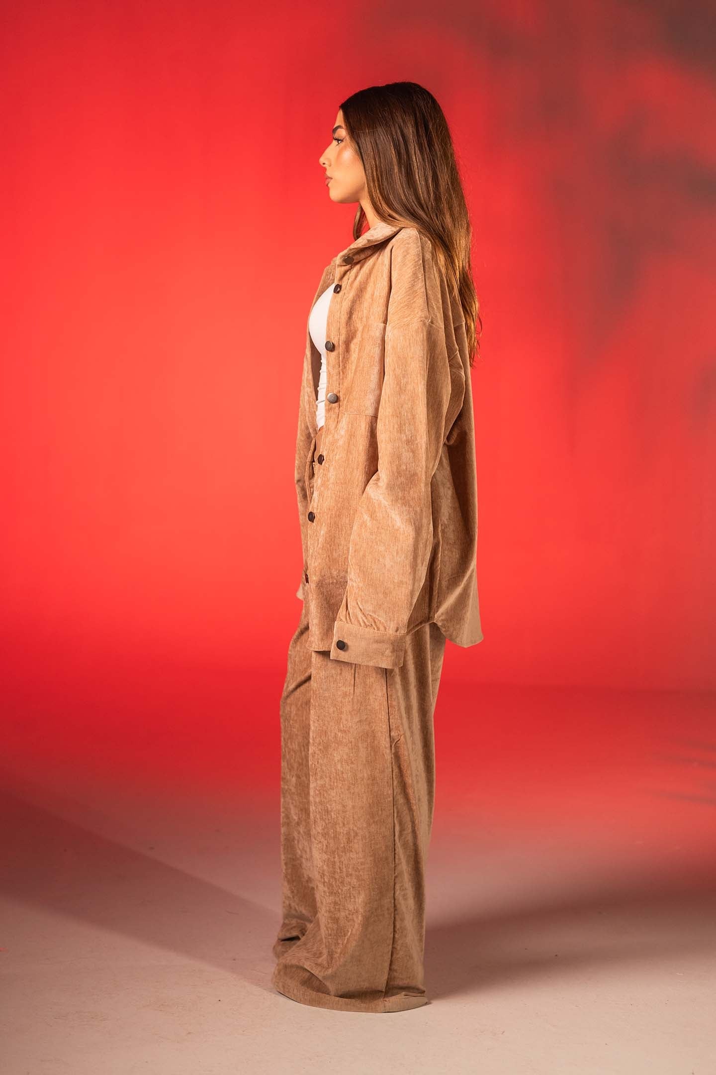 قميص لاونج مخمل كاميل أوفر سايز