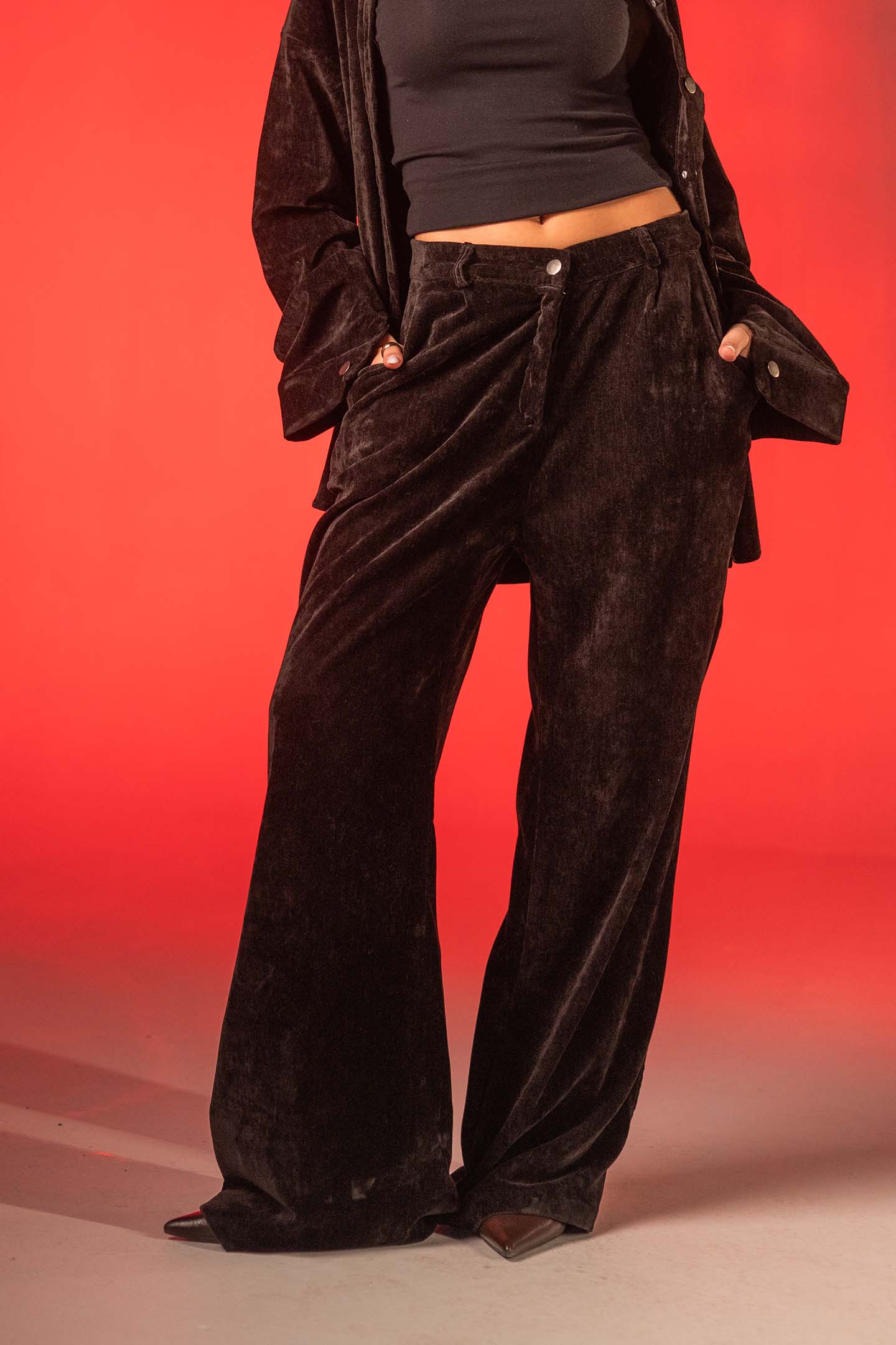 Black Oversized Velvet Lounge Pants