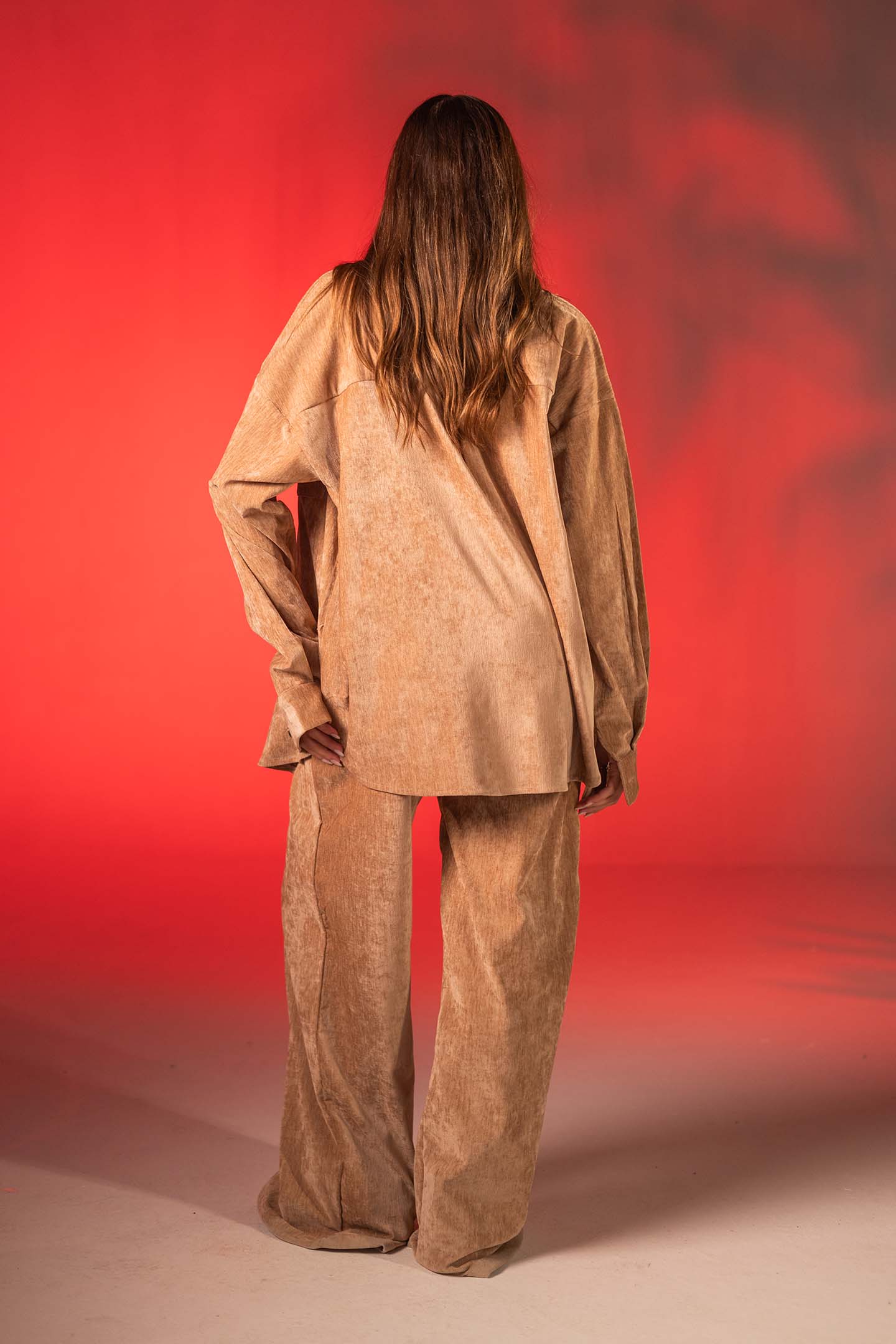 Camel Oversized Velvet Lounge Pants