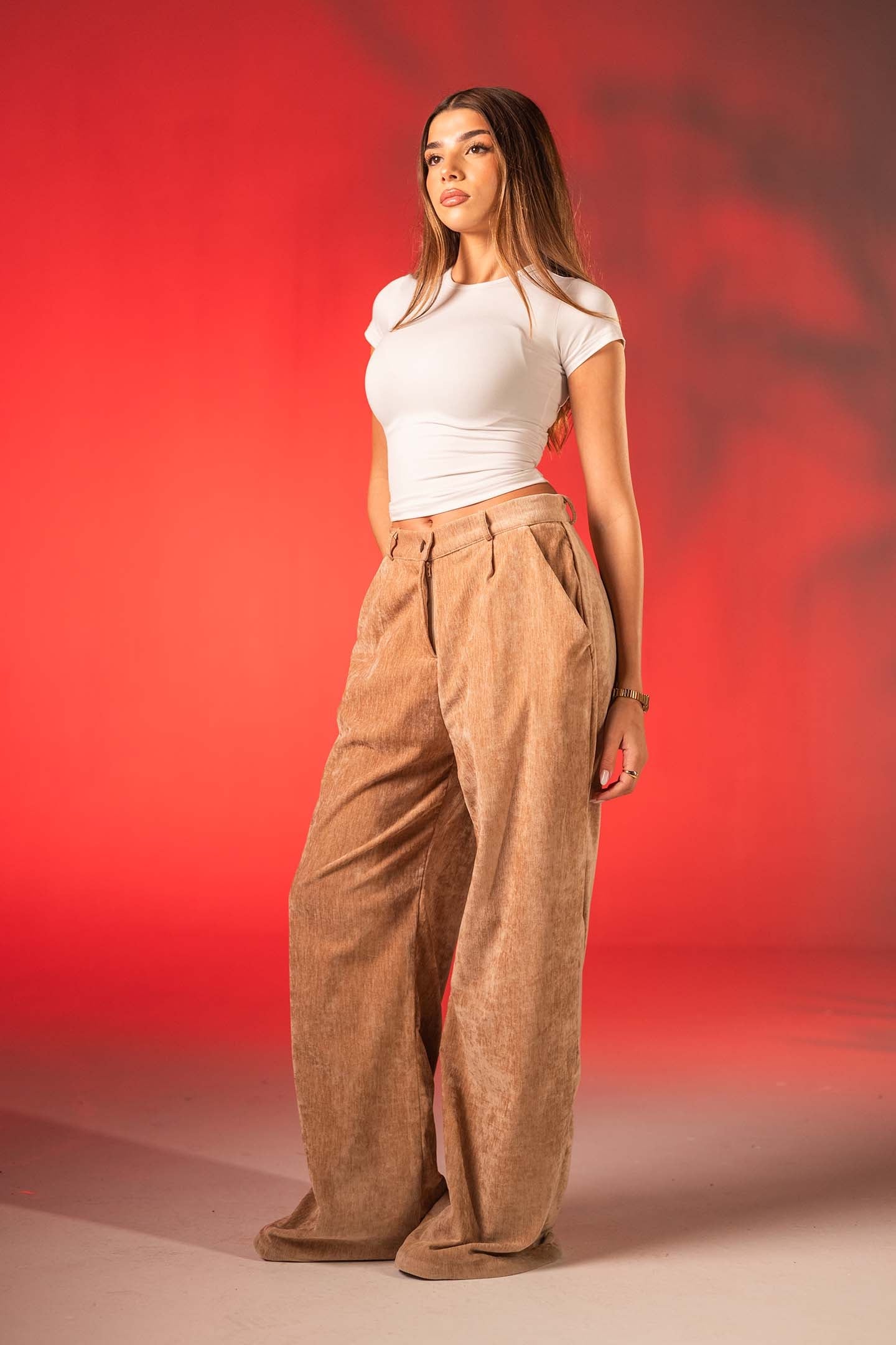 Camel Oversized Velvet Lounge Pants