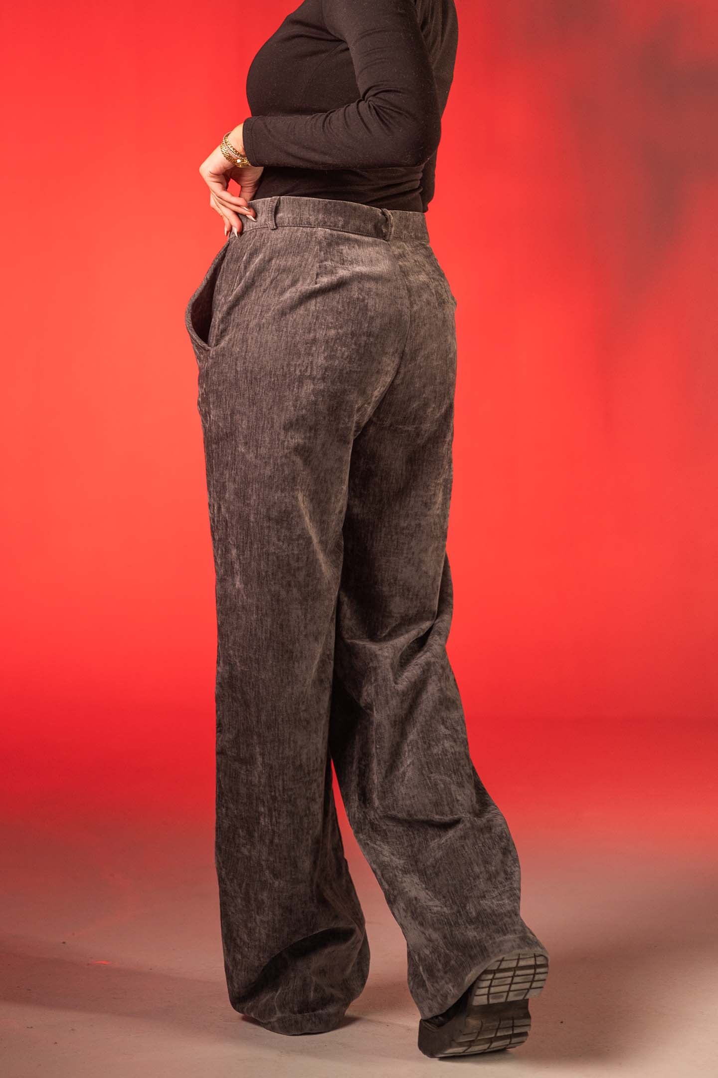 Grey Oversized Velvet Lounge Pants