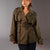 Olive Short Double-Breasted Trench Coat