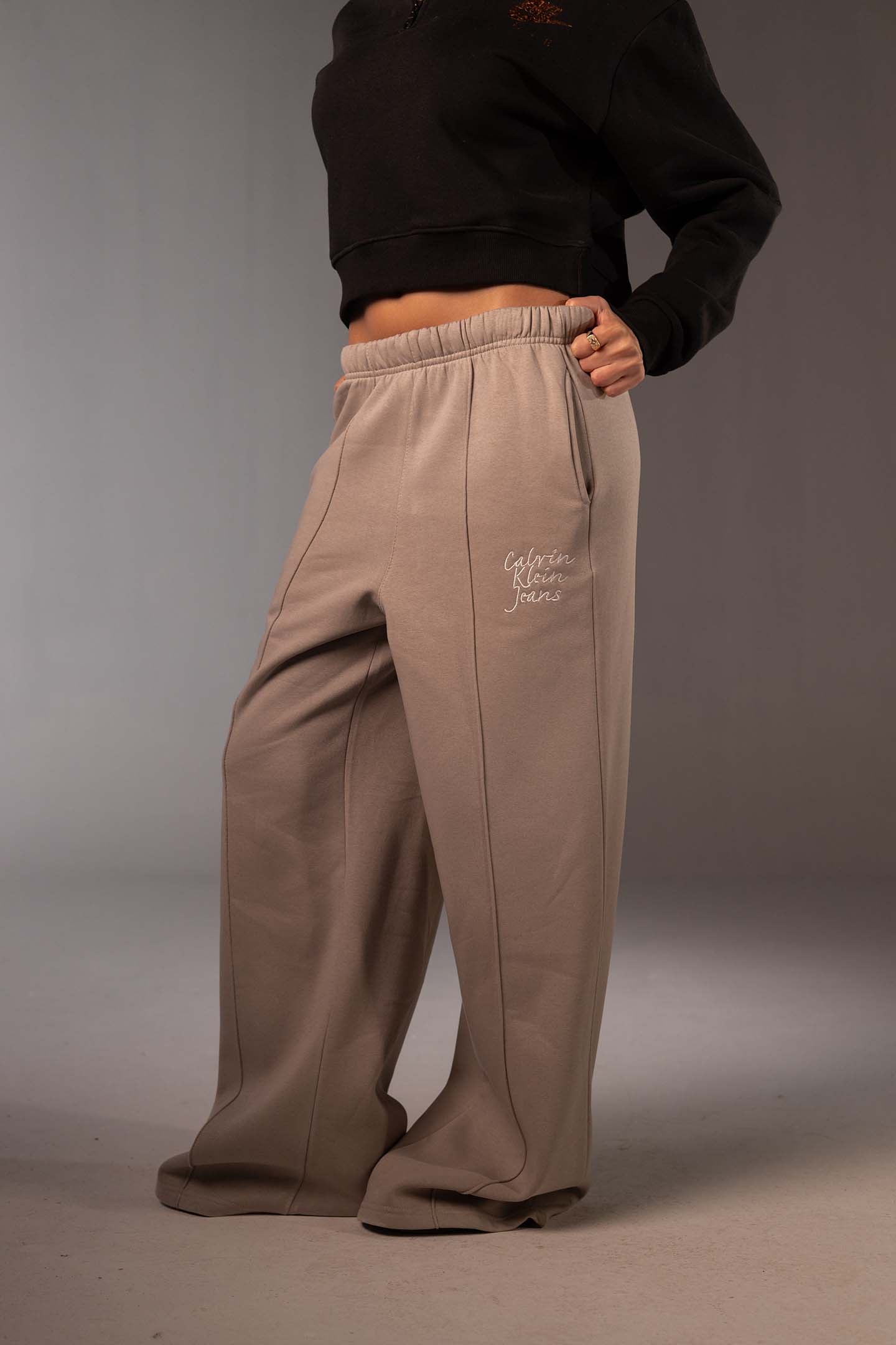 Coffe High-Waist Wide Leg Jogger Pants