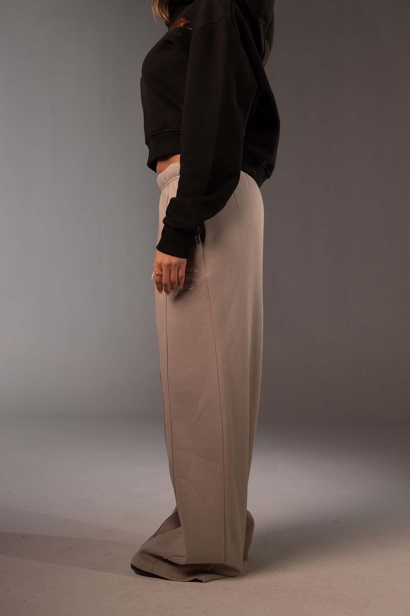 Coffe High-Waist Wide Leg Jogger Pants