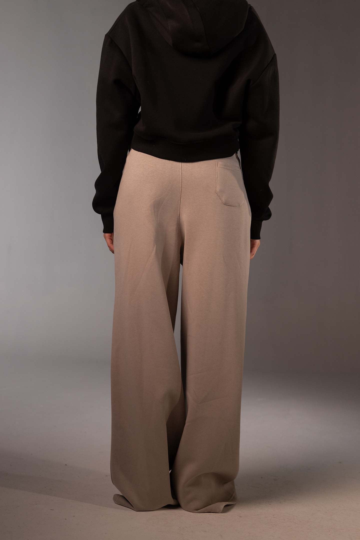 Coffe High-Waist Wide Leg Jogger Pants