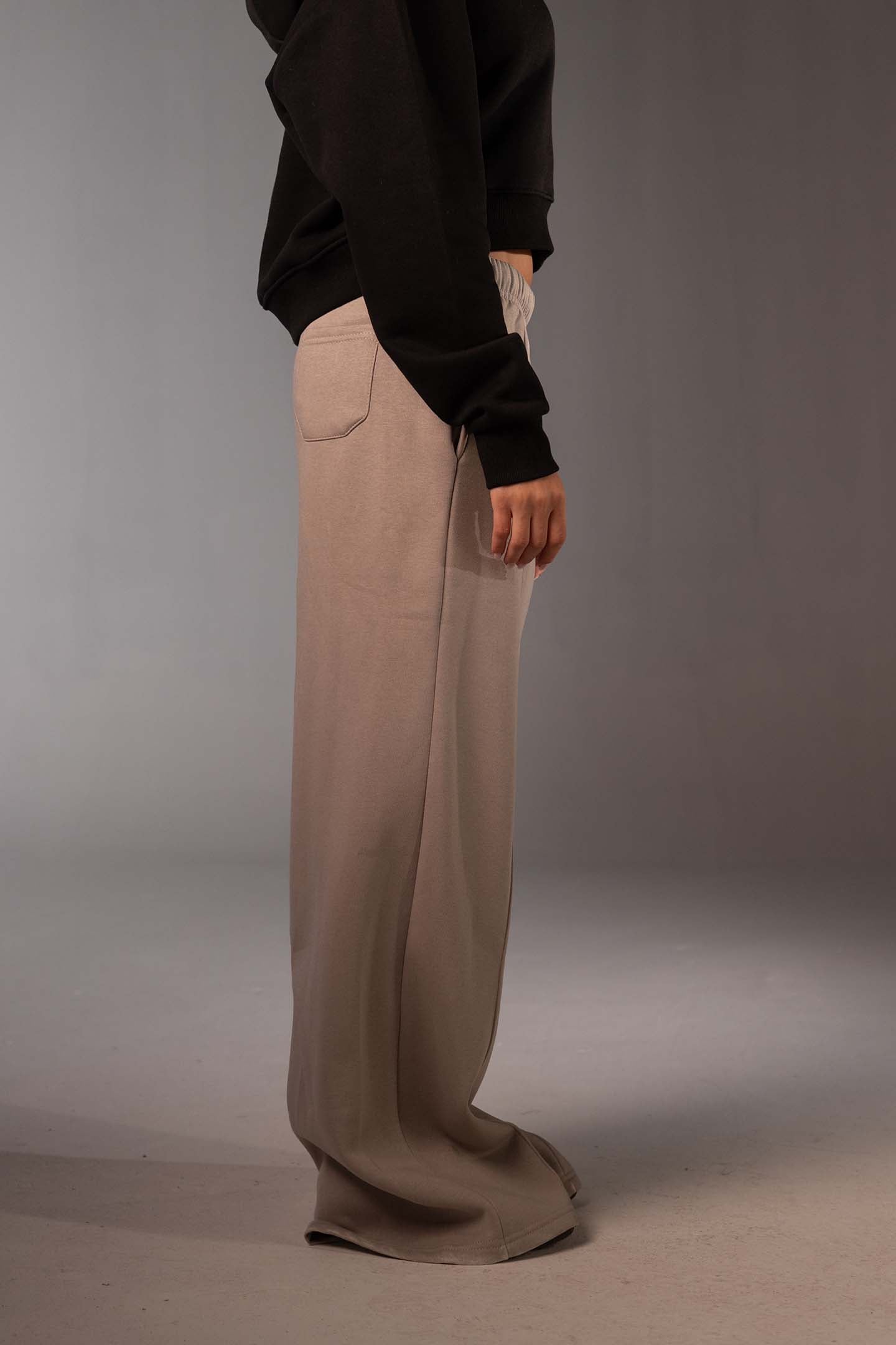 Coffe High-Waist Wide Leg Jogger Pants