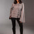 Grey Soft Knit Wrap Top with Flared Sleeves