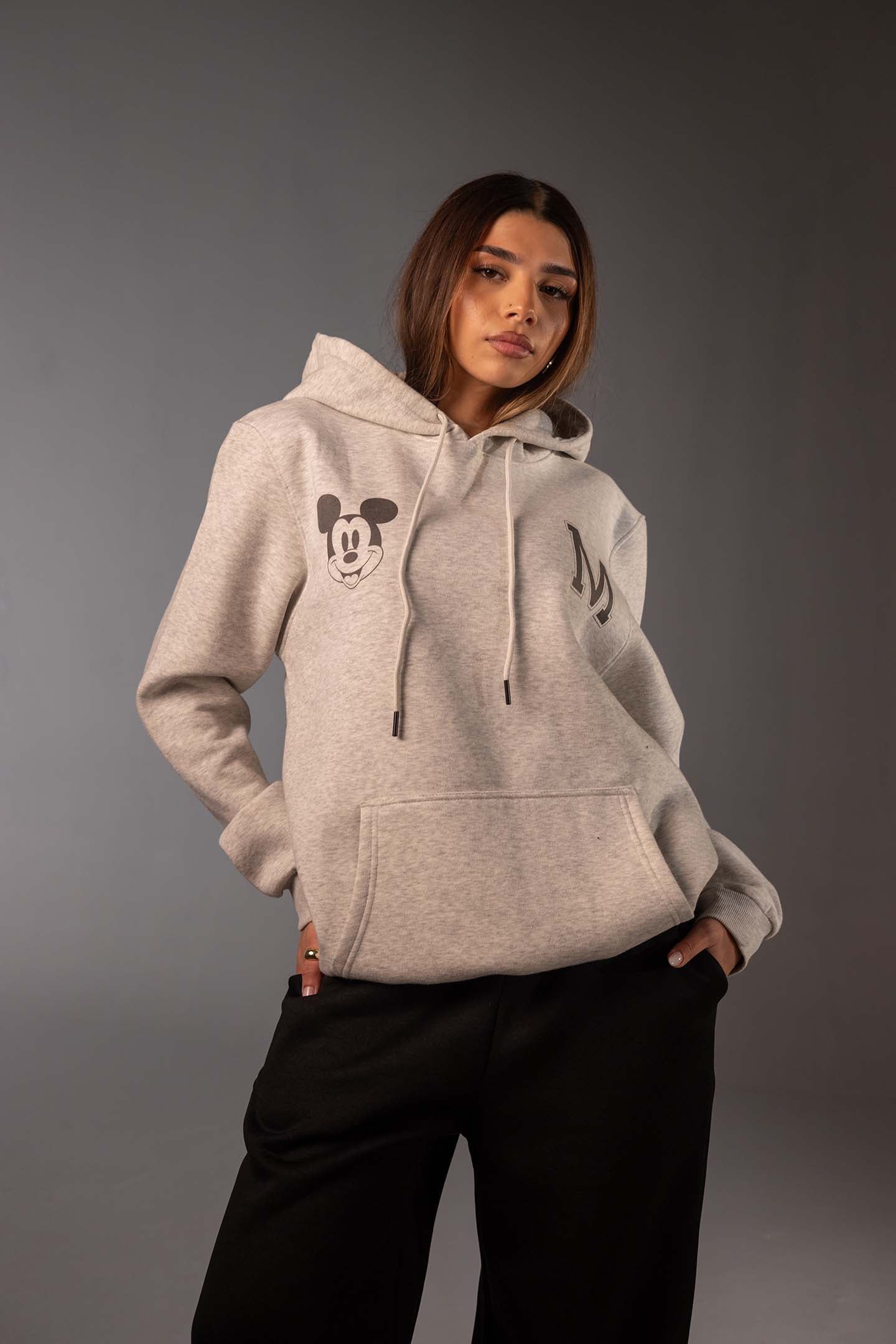 Grey Graphic Oversized Hoodie