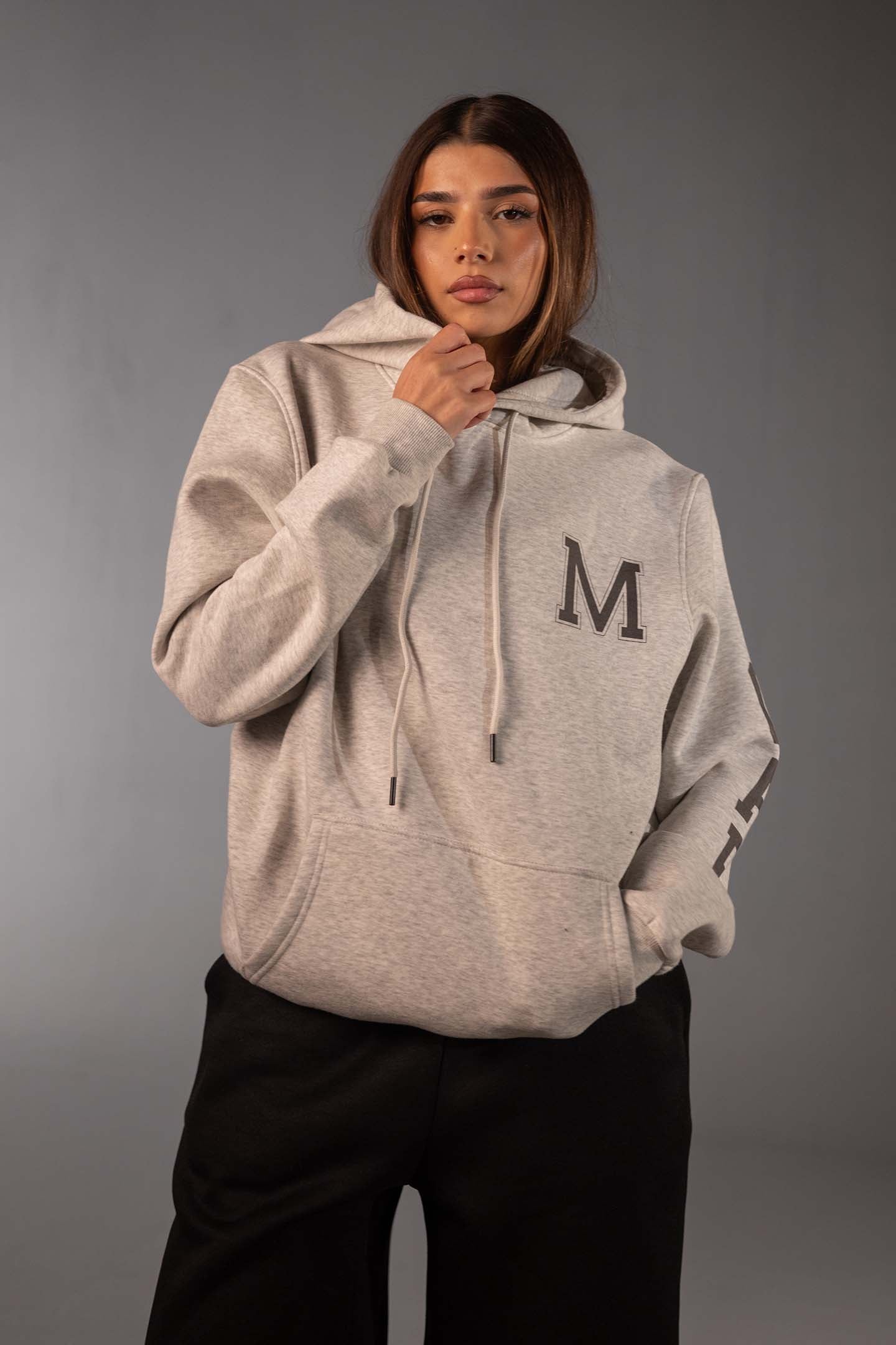Grey Graphic Oversized Hoodie