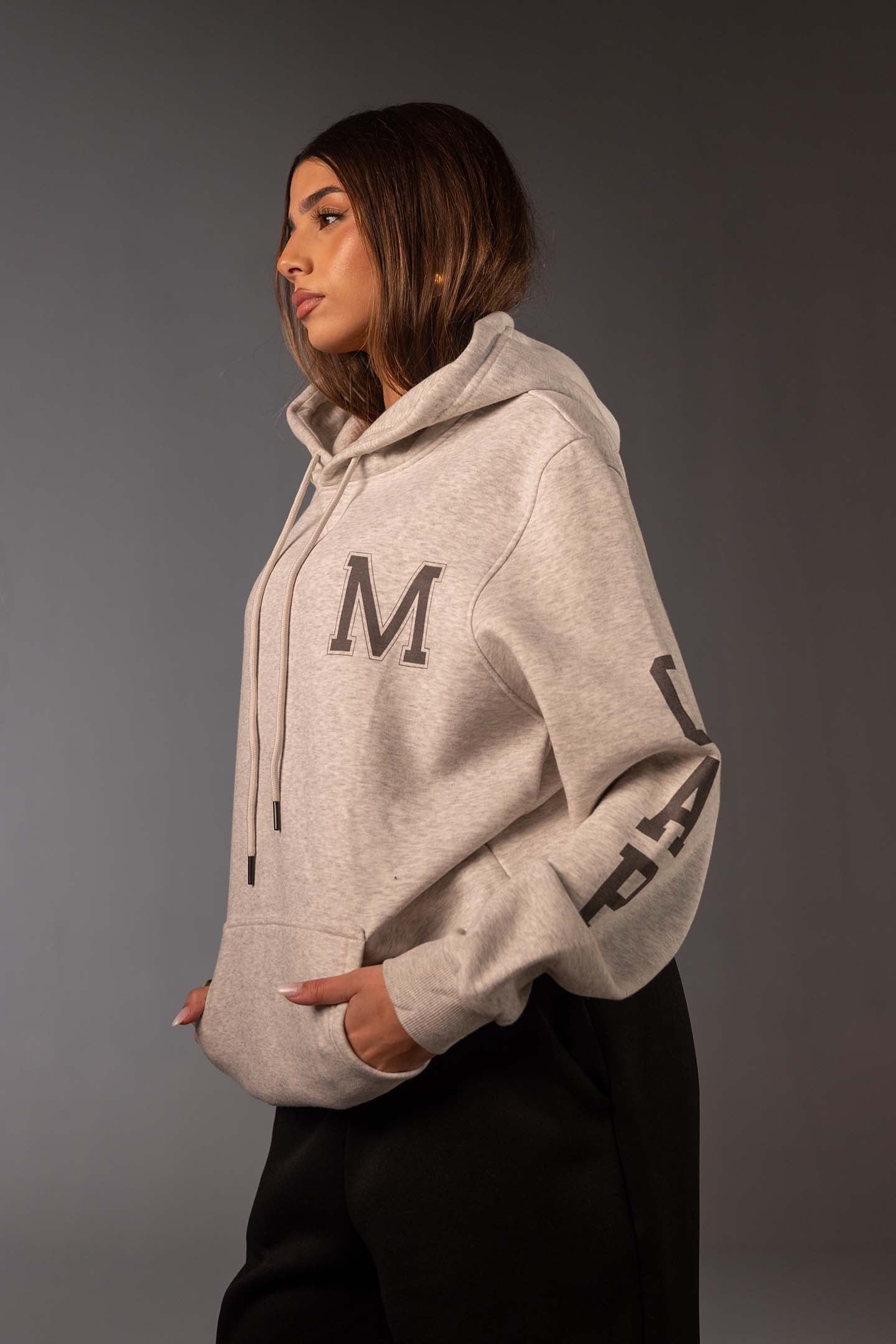 Grey Graphic Oversized Hoodie