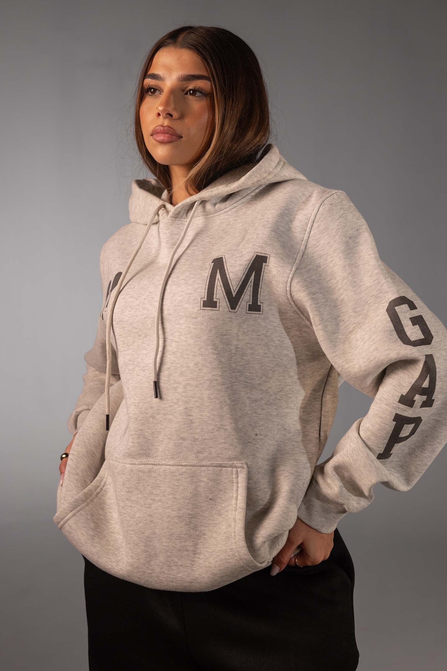 Grey Graphic Oversized Hoodie