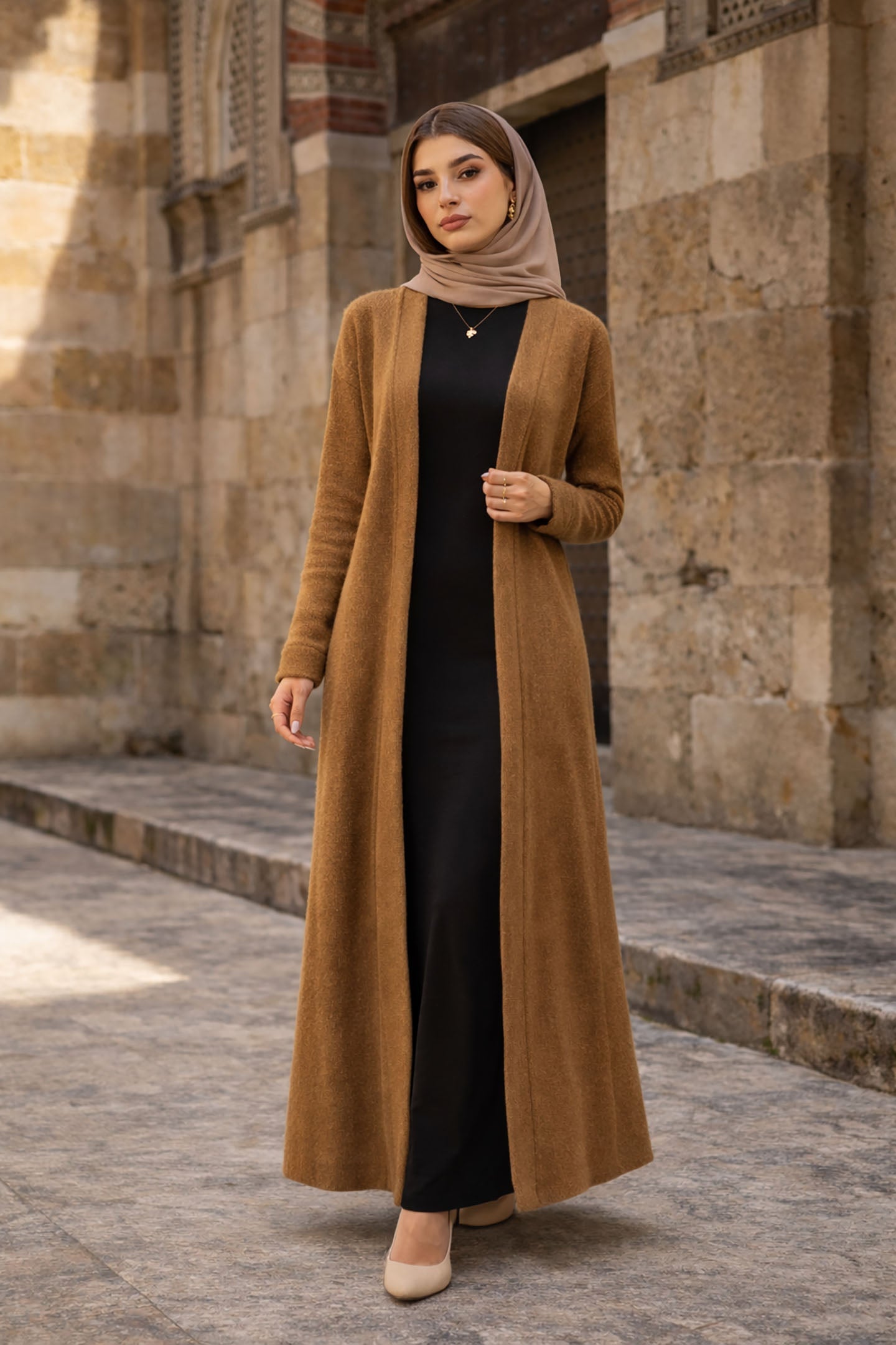 Camel Long Wool Winter Cardigan