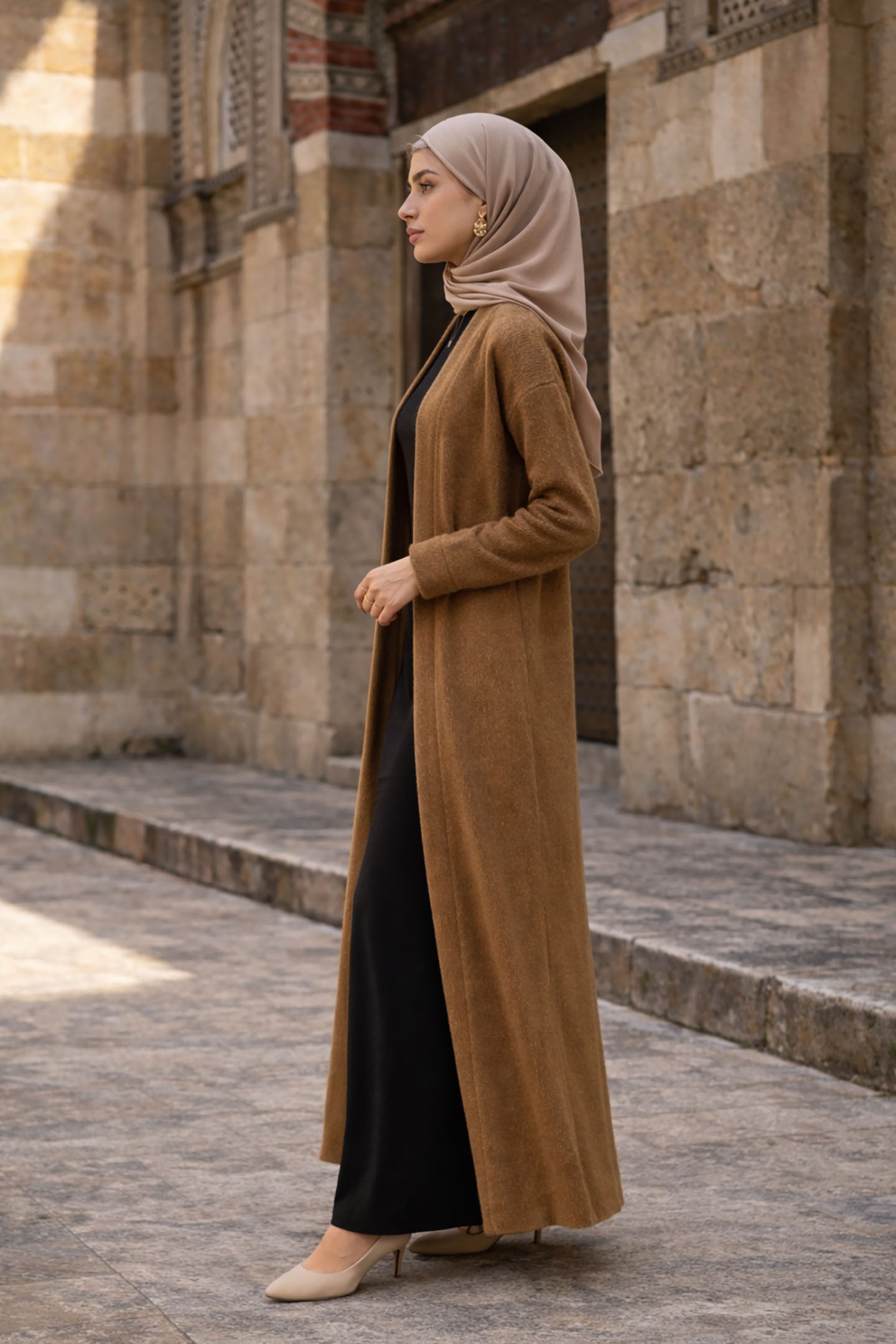 Camel Long Wool Winter Cardigan