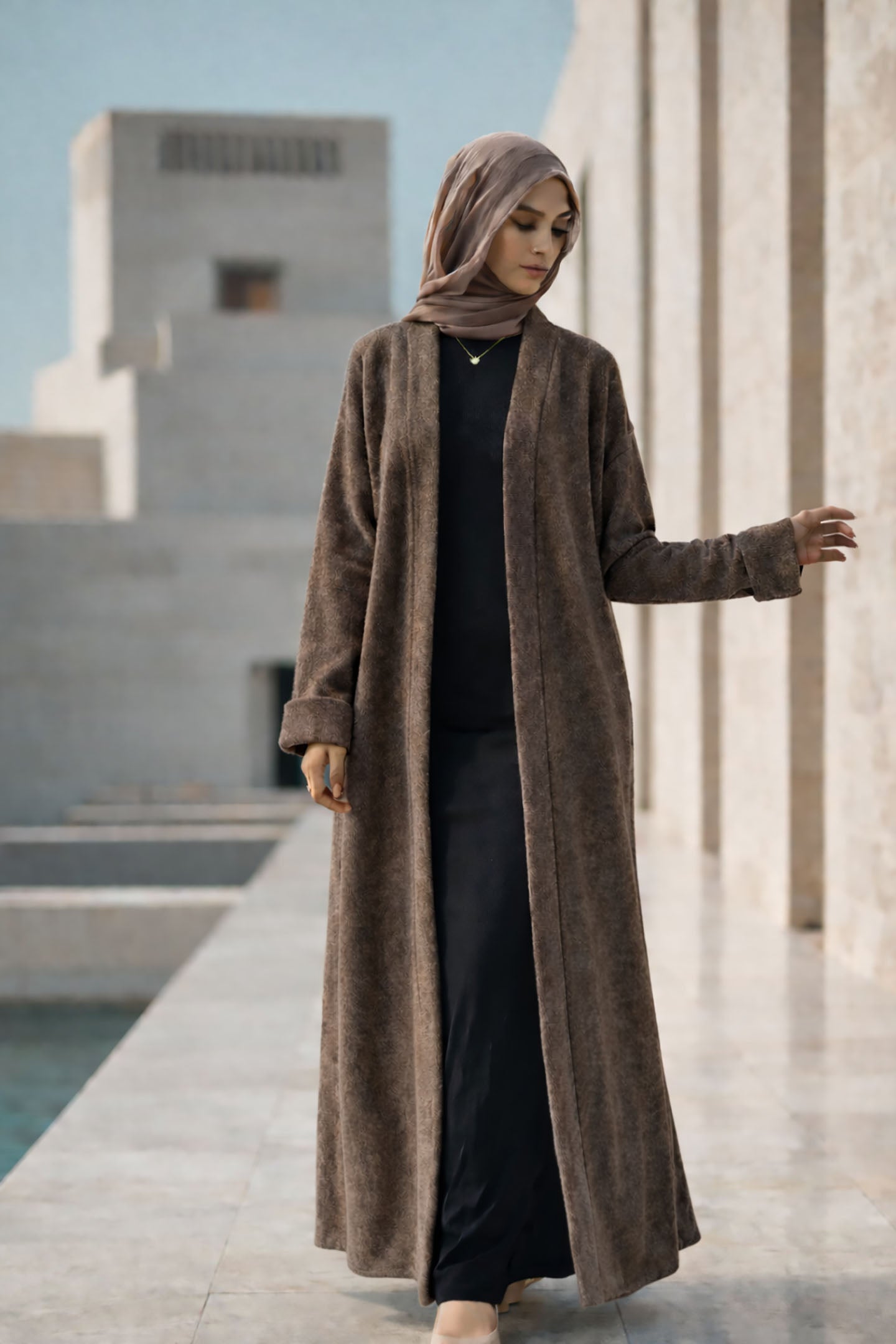 Coffe Long Wool Winter Cardigan