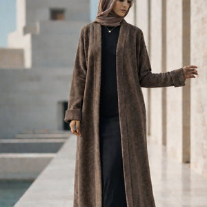 Coffe Long Wool Winter Cardigan