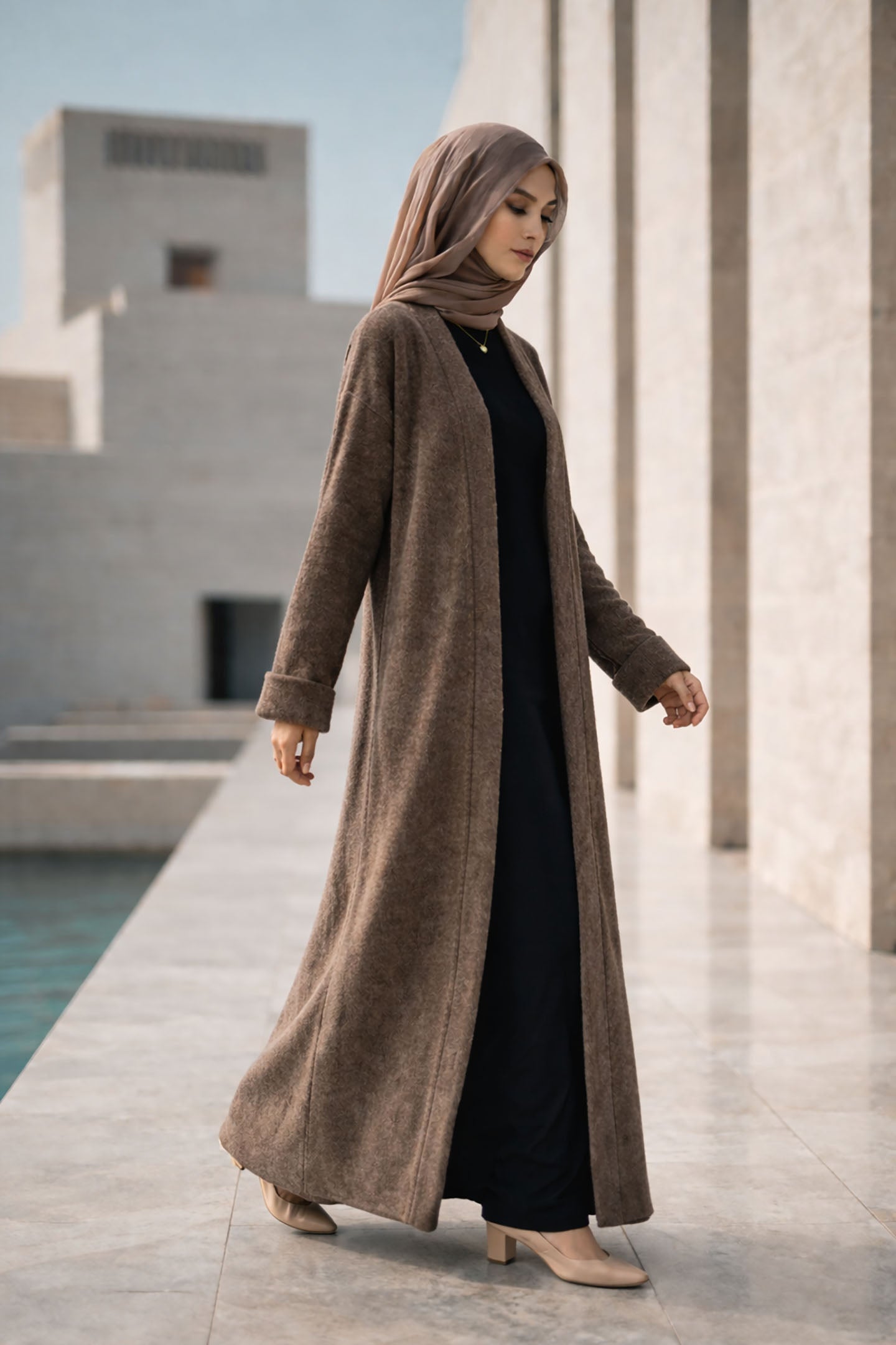 Coffe Long Wool Winter Cardigan
