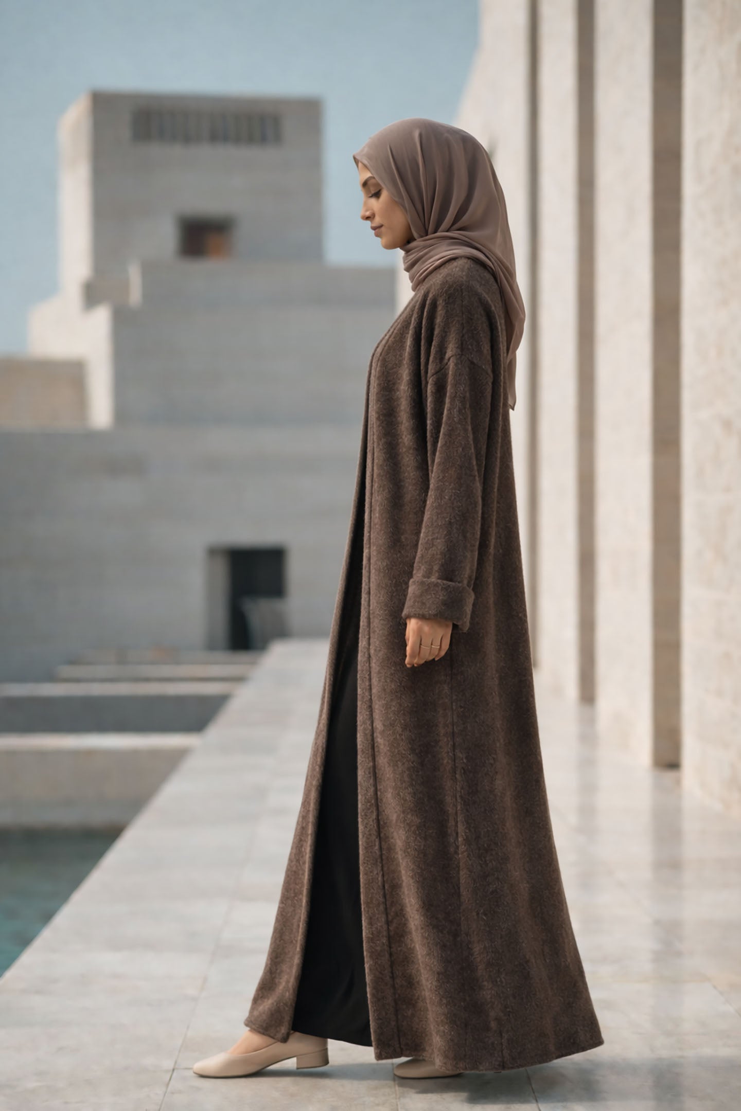 Coffe Long Wool Winter Cardigan