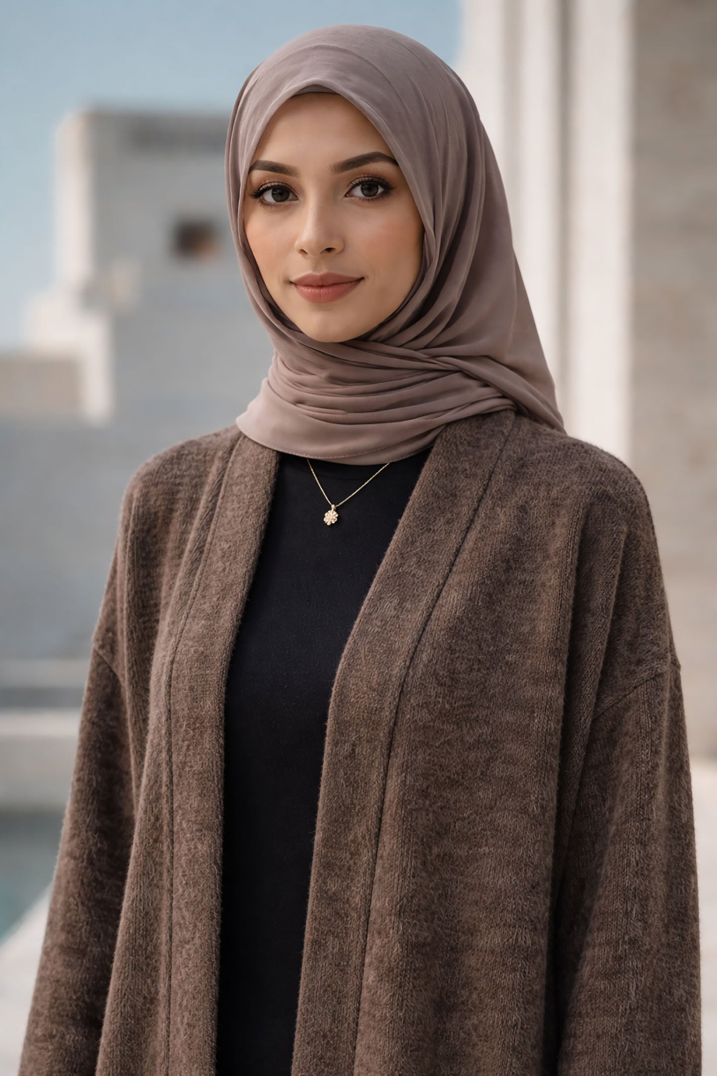 Coffe Long Wool Winter Cardigan