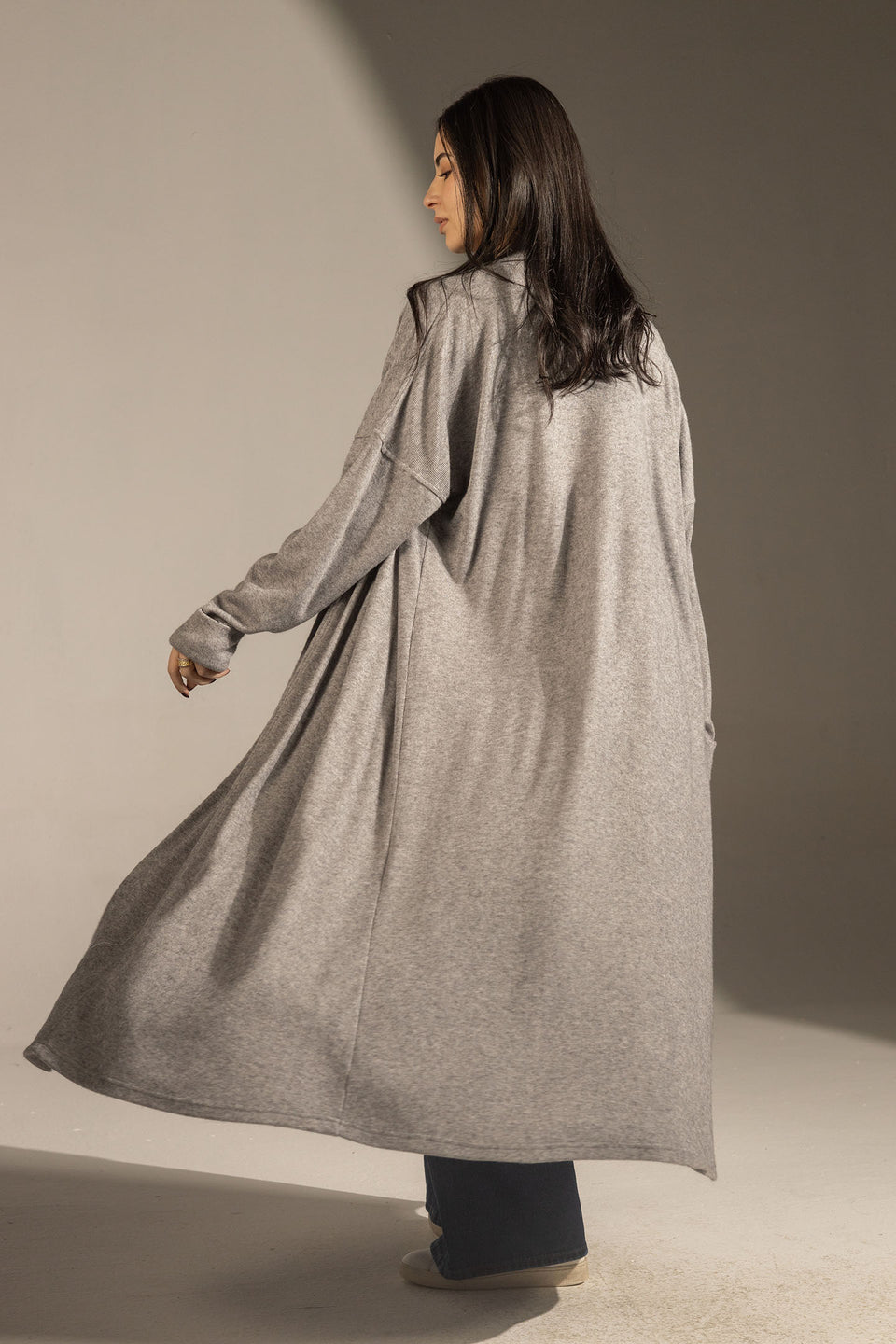 Grey Soft Knit Long Cardigan