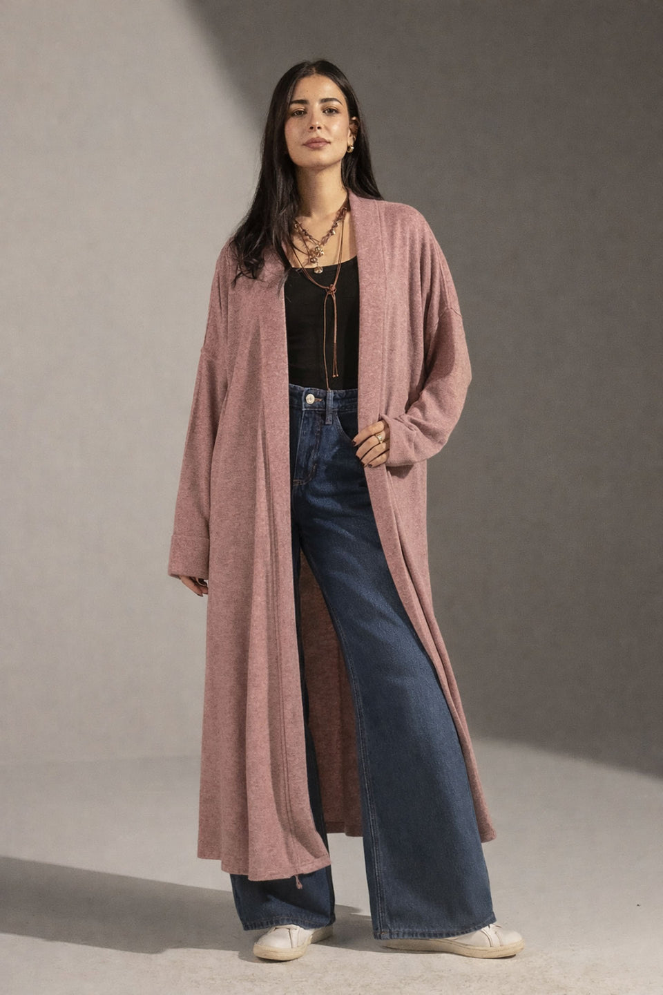 Purple Soft Knit Long Cardigan