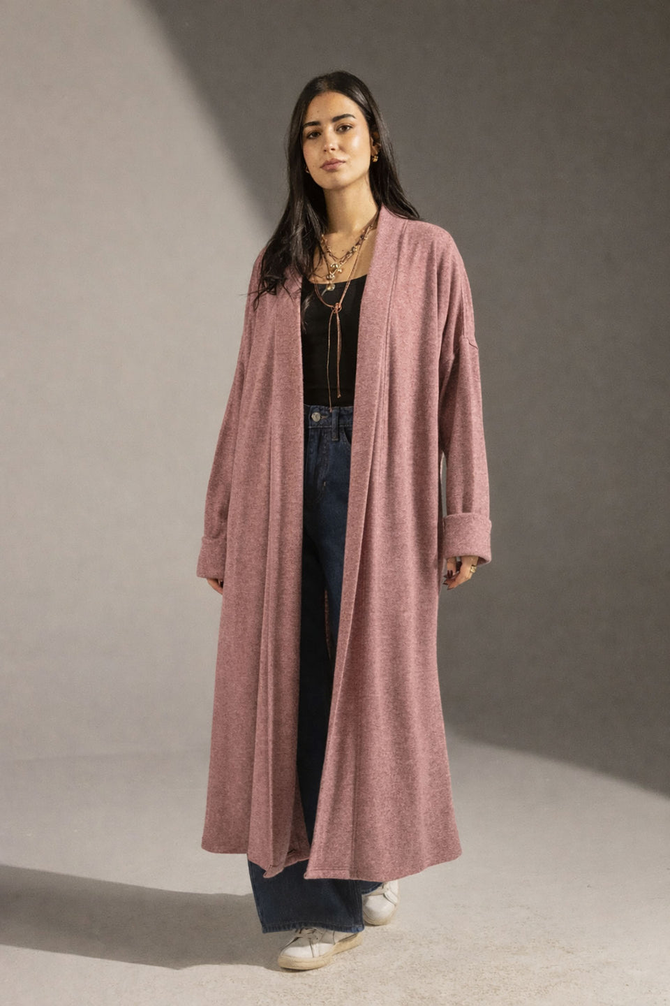 Purple Soft Knit Long Cardigan