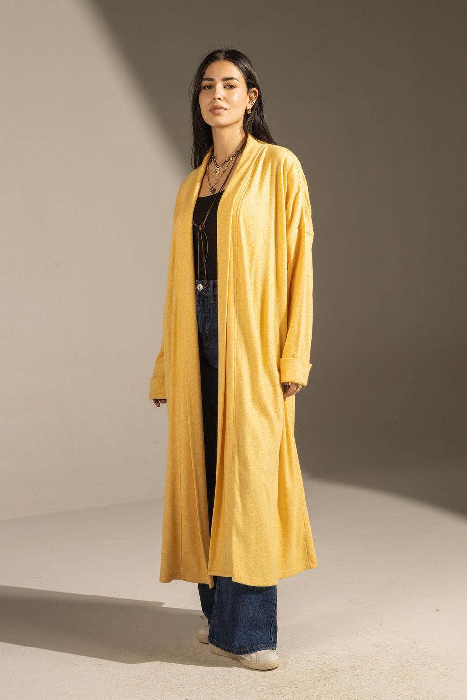 Yellow Soft Knit Long Cardigan