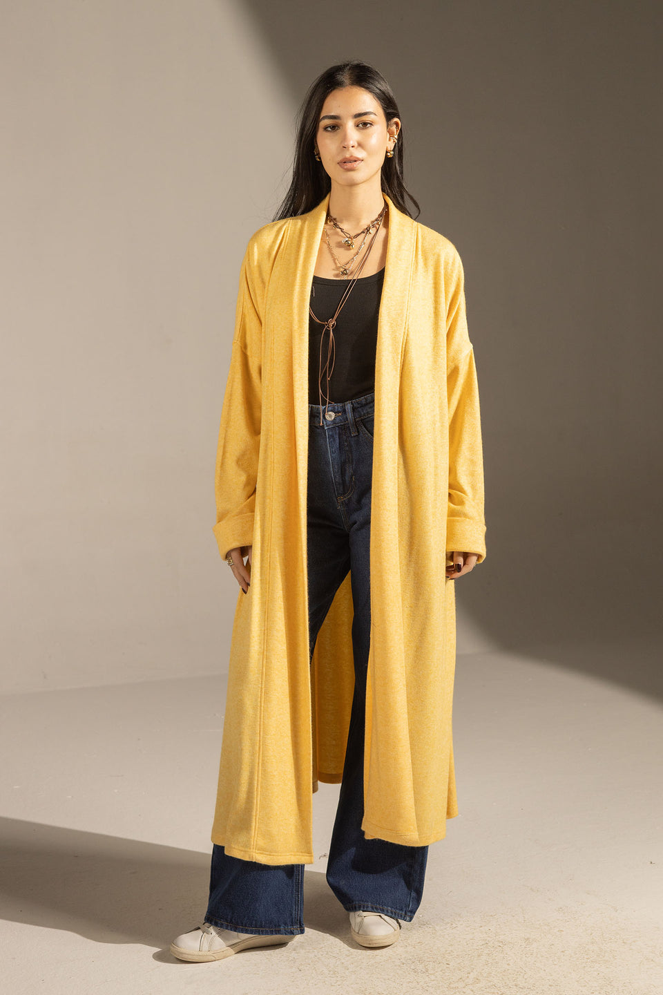 Yellow Soft Knit Long Cardigan
