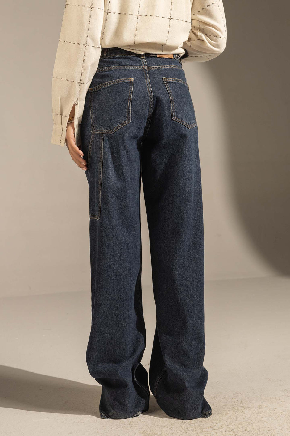 Navy High-Rise Wide-Leg Denim Jeans