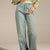 Navy Washed High-Rise Wide-Leg Denim Jeans