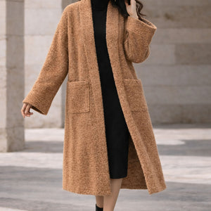 Camel Long Wool Winter Cardigan