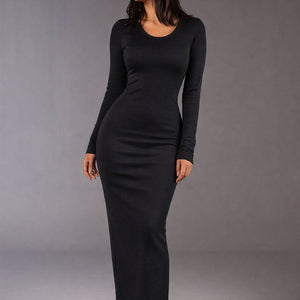 Black Ripped Cotton Basic Dress