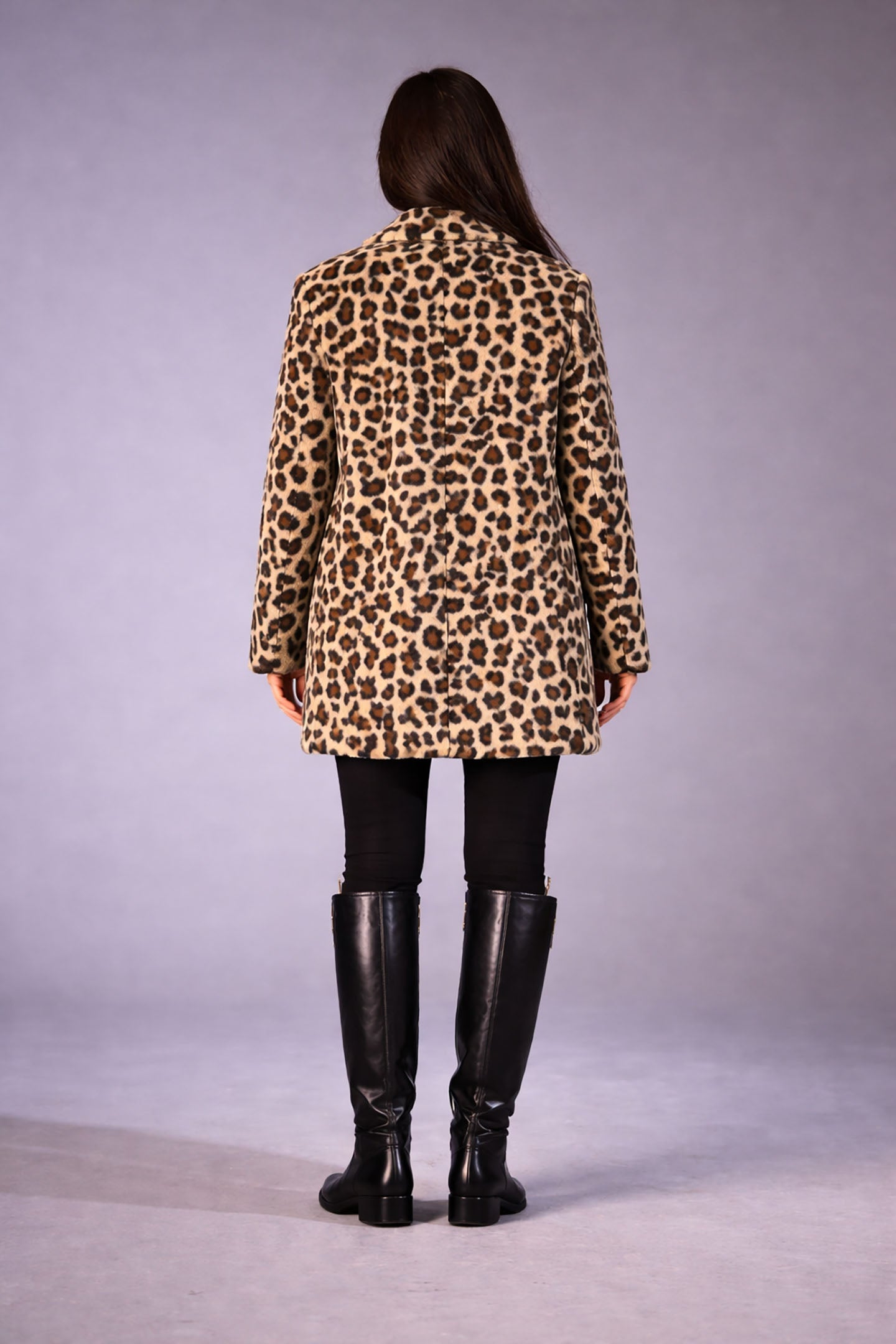 Cow Print Faux Fur Jacket