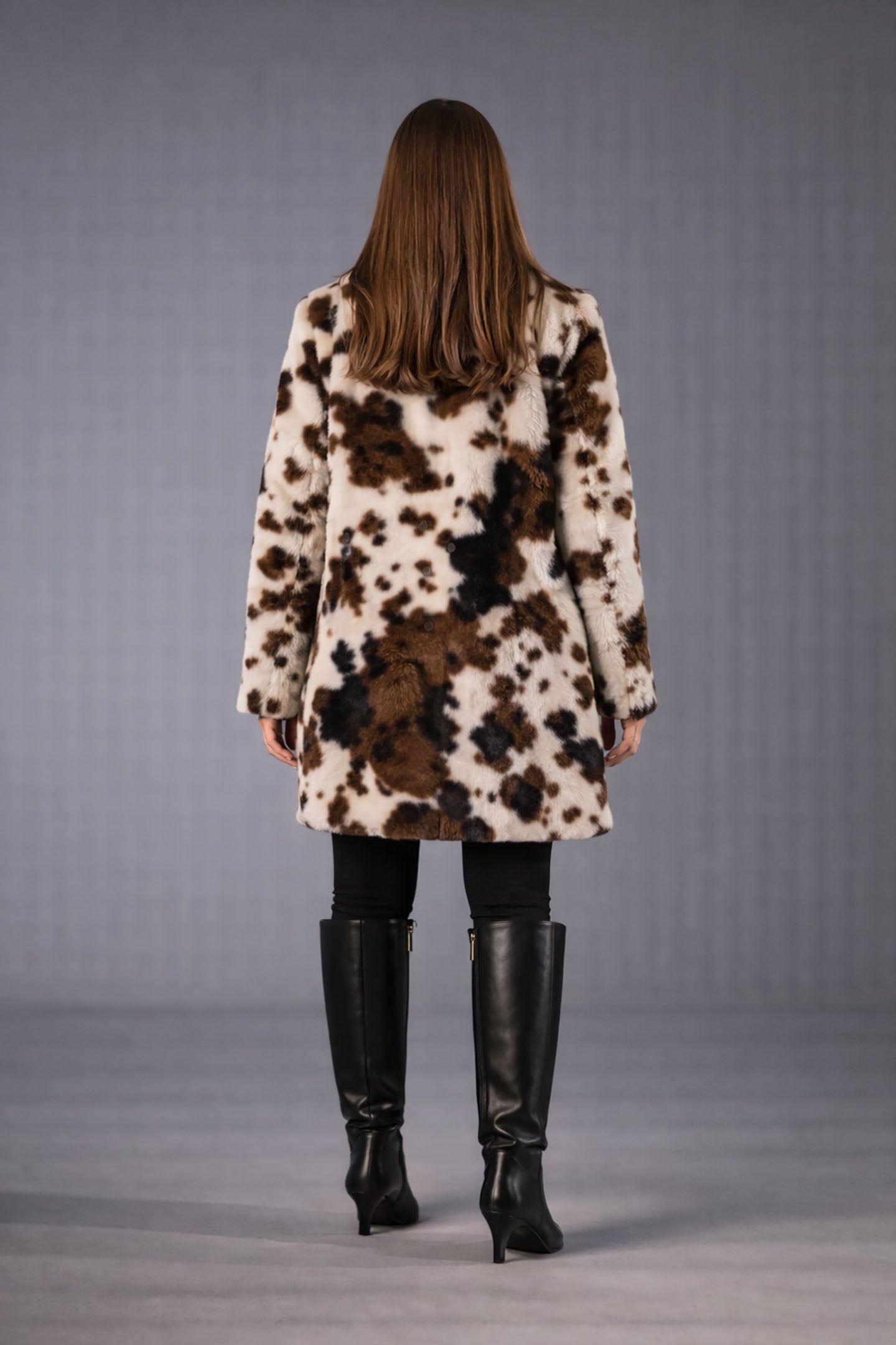 Fox Print Faux Fur Jacket