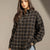 Black Textured Check Oversized Shirt