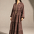 Brown Jacquard Tiered Maxi Dress with Tassel