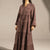 Brown Jacquard Tiered Maxi Dress with Tassel