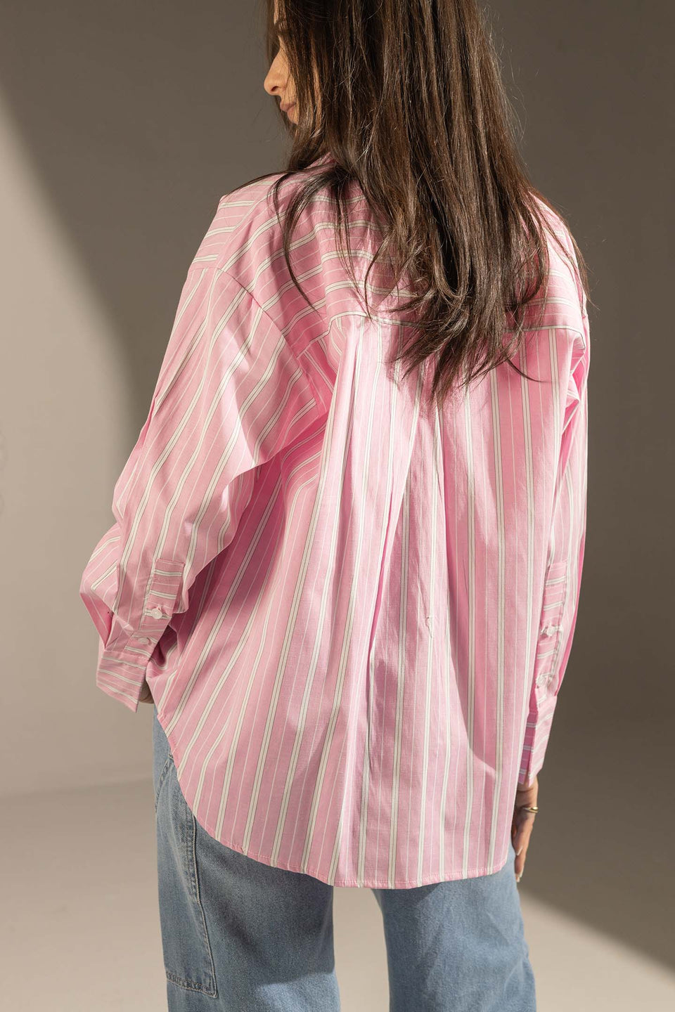 Pink Striped Relaxed Fit Button-Up Shirt