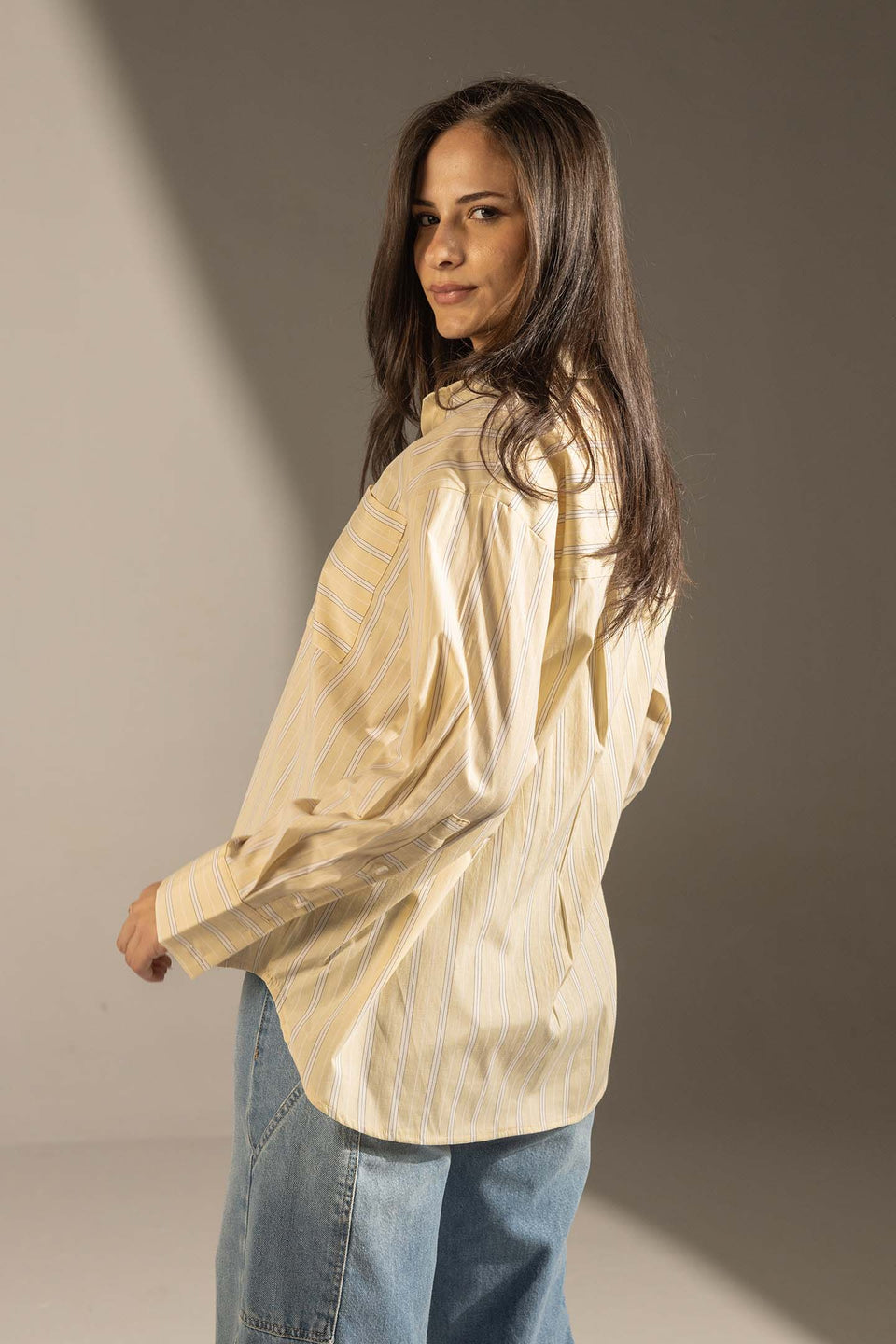 Yellow Striped Relaxed Fit Button-Up Shirt