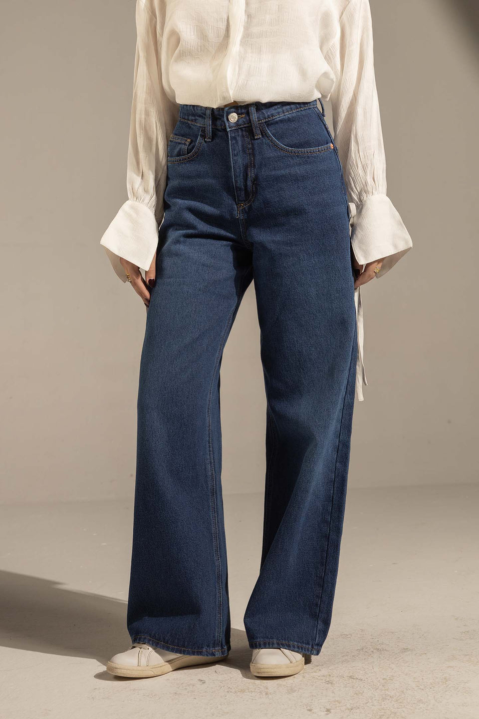 Dark Jeans High-Waist Wide-Leg Denim Jeans