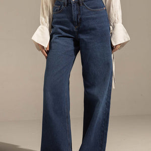 Dark Jeans High-Waist Wide-Leg Denim Jeans